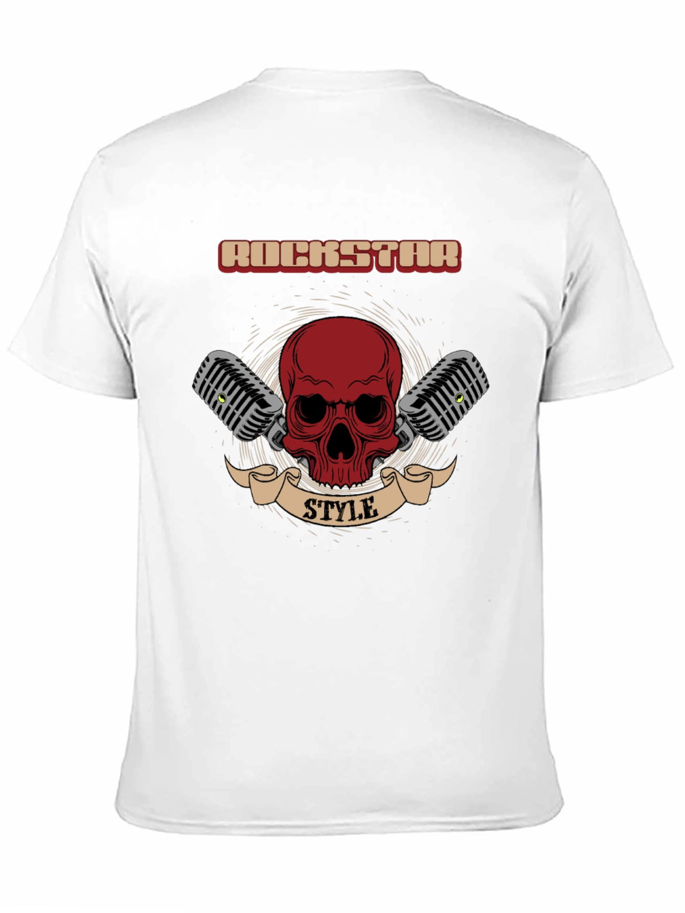 Rockstar Style Graphic Tee - Skull & Microphones
