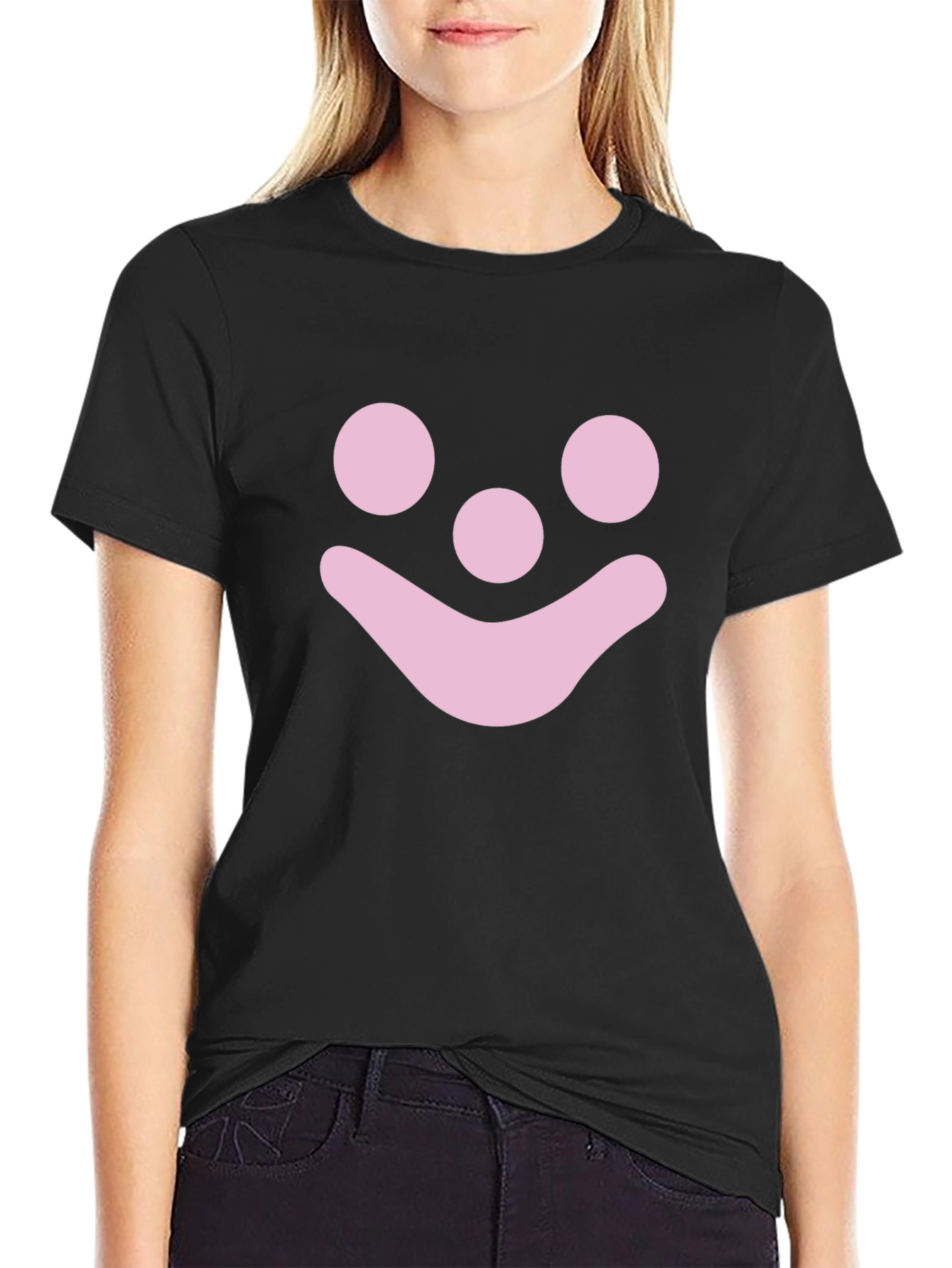 Pink Smiley Face Graphic T-Shirt