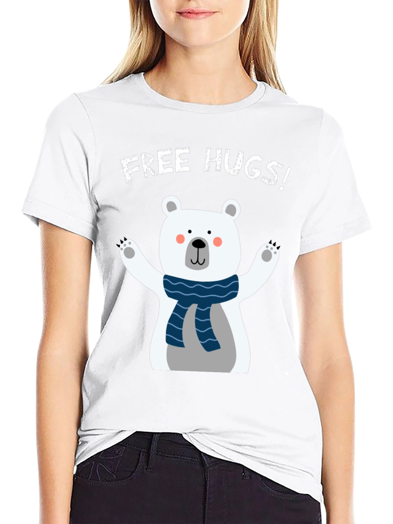 Free Hugs Polar Bear Graphic T-Shirt