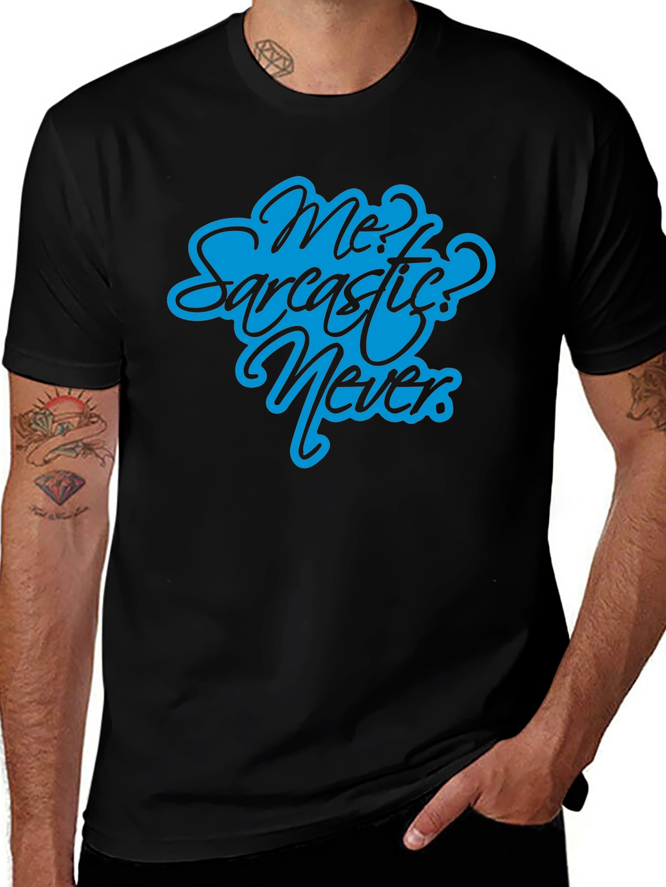 Sarcastic? Never Black T-Shirt - Funny Graphic Tee