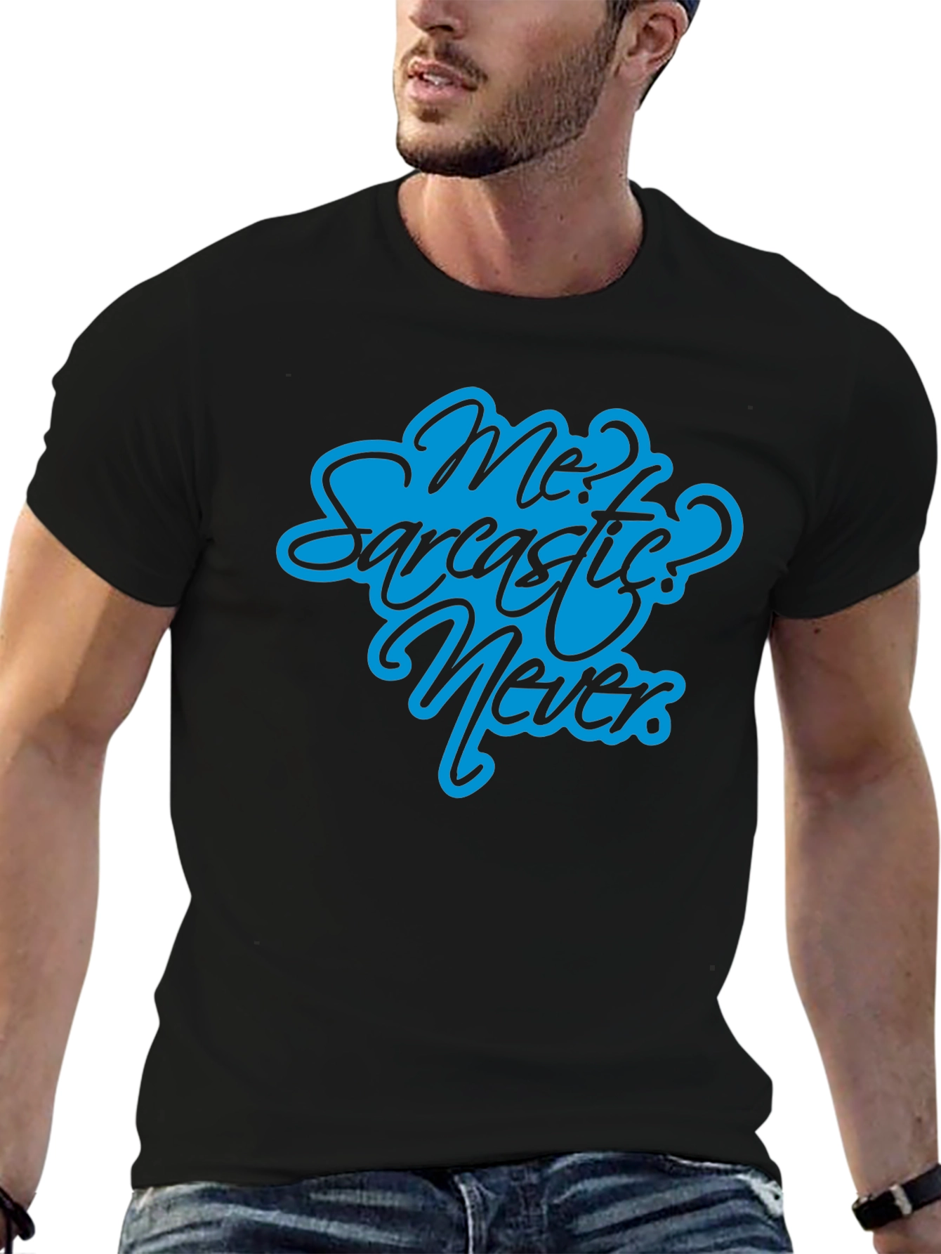 Sarcastic? Never Black T-Shirt - Funny Graphic Tee