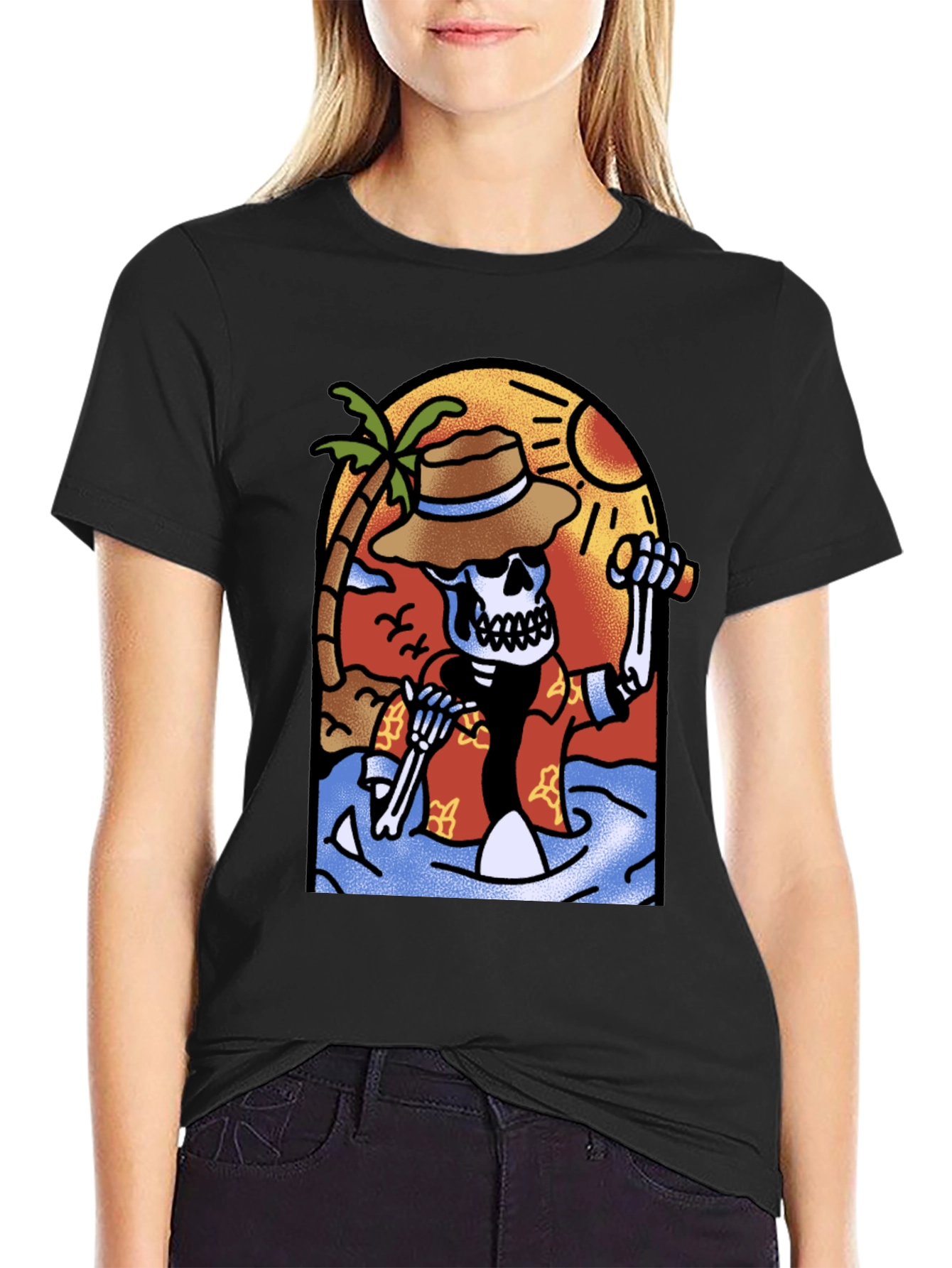 Tropical Skeleton Graphic T-Shirt