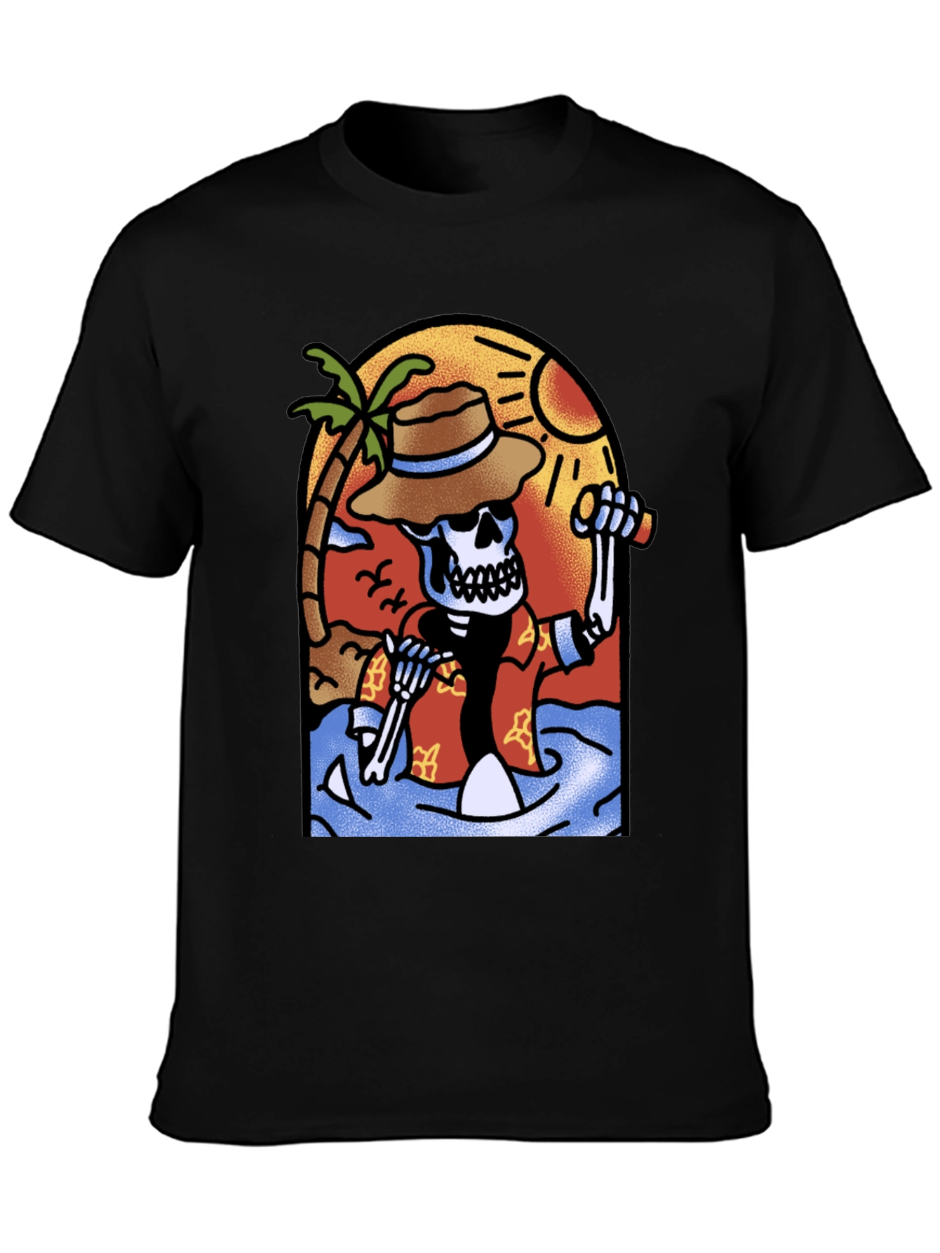 Tropical Skeleton Graphic T-Shirt