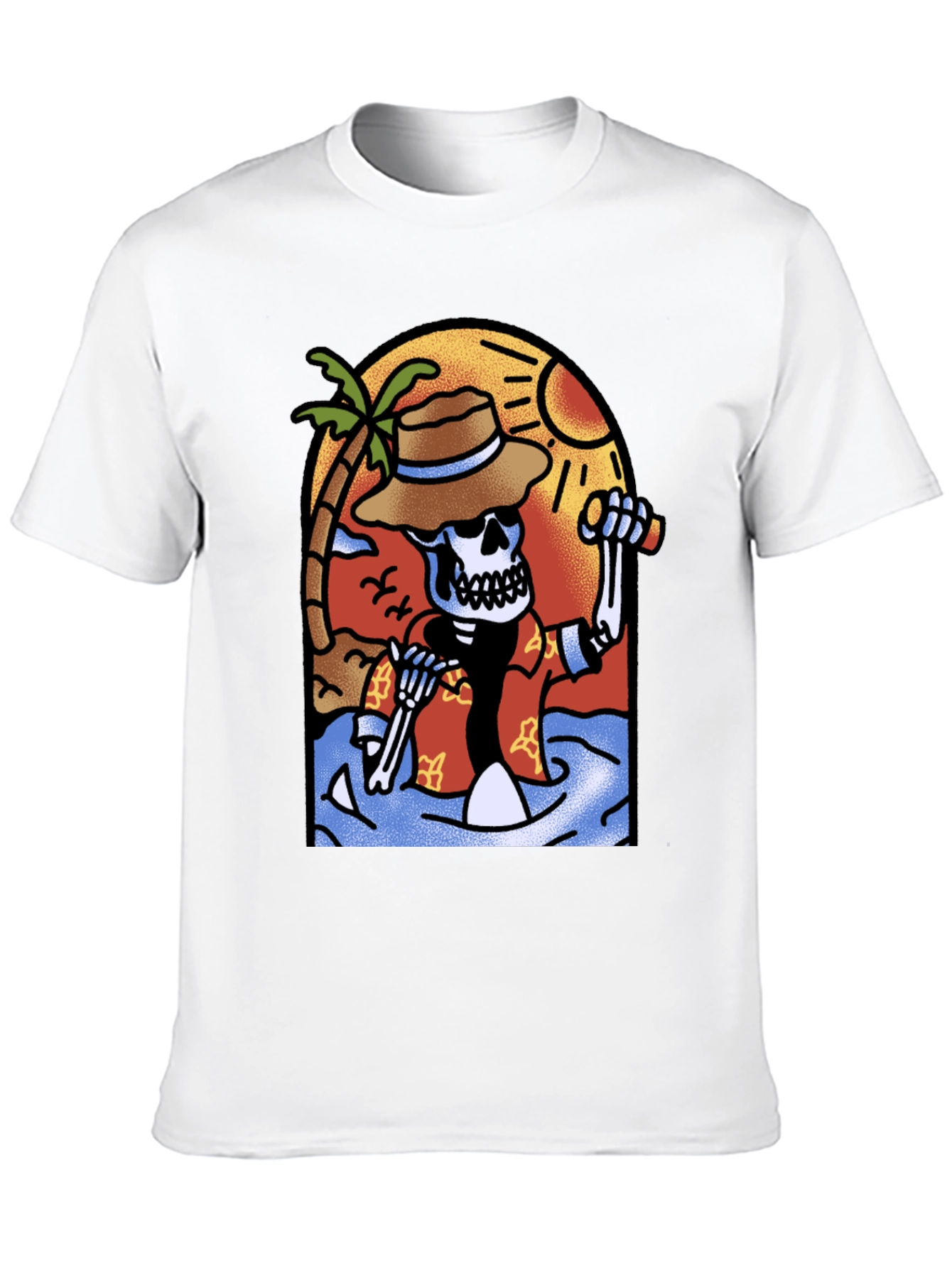 Tropical Skeleton Graphic T-Shirt