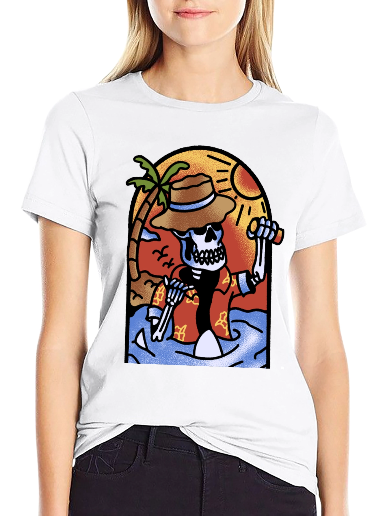 Tropical Skeleton Graphic T-Shirt