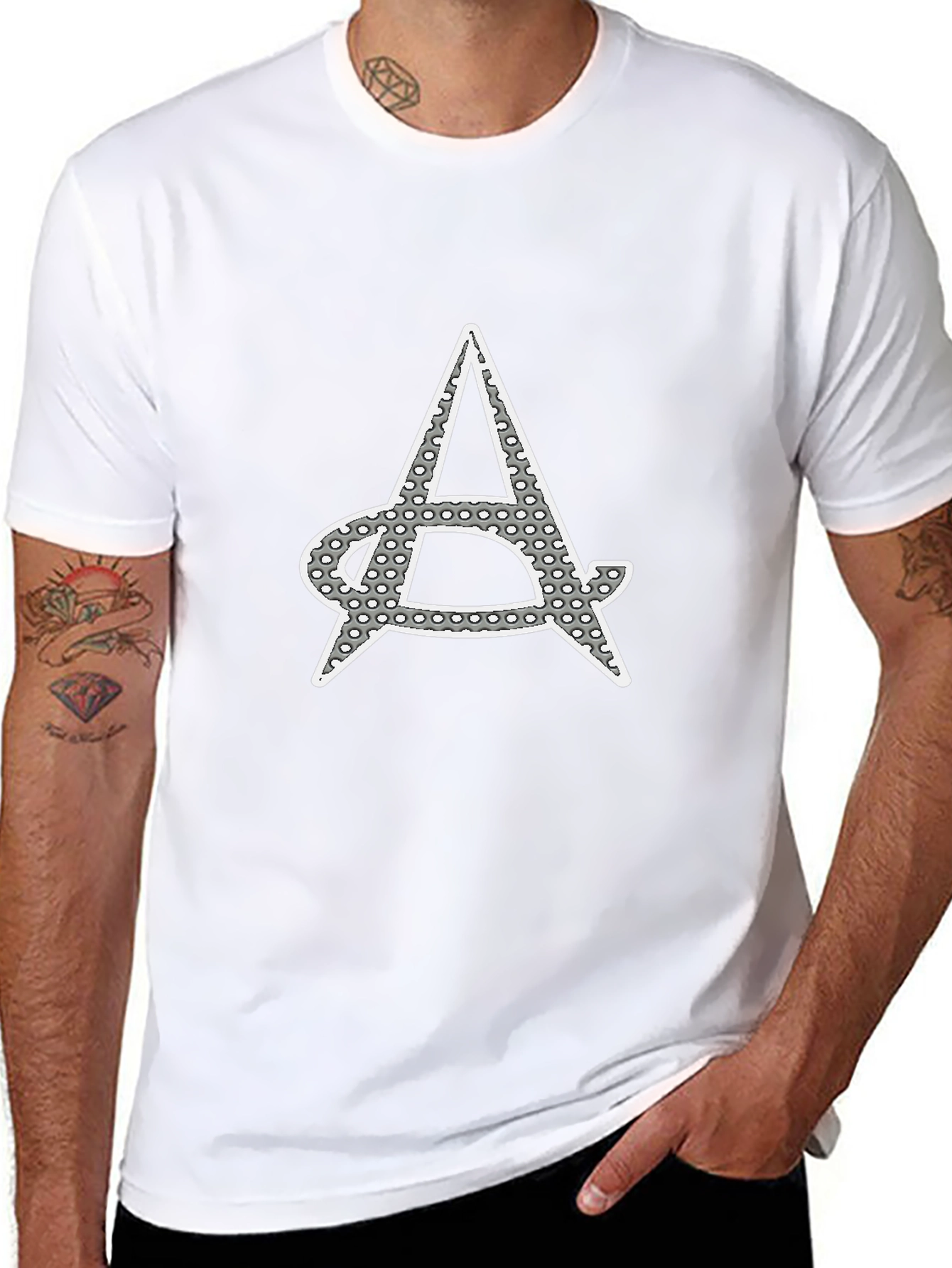 Mens Black Tee with Graphic A Print