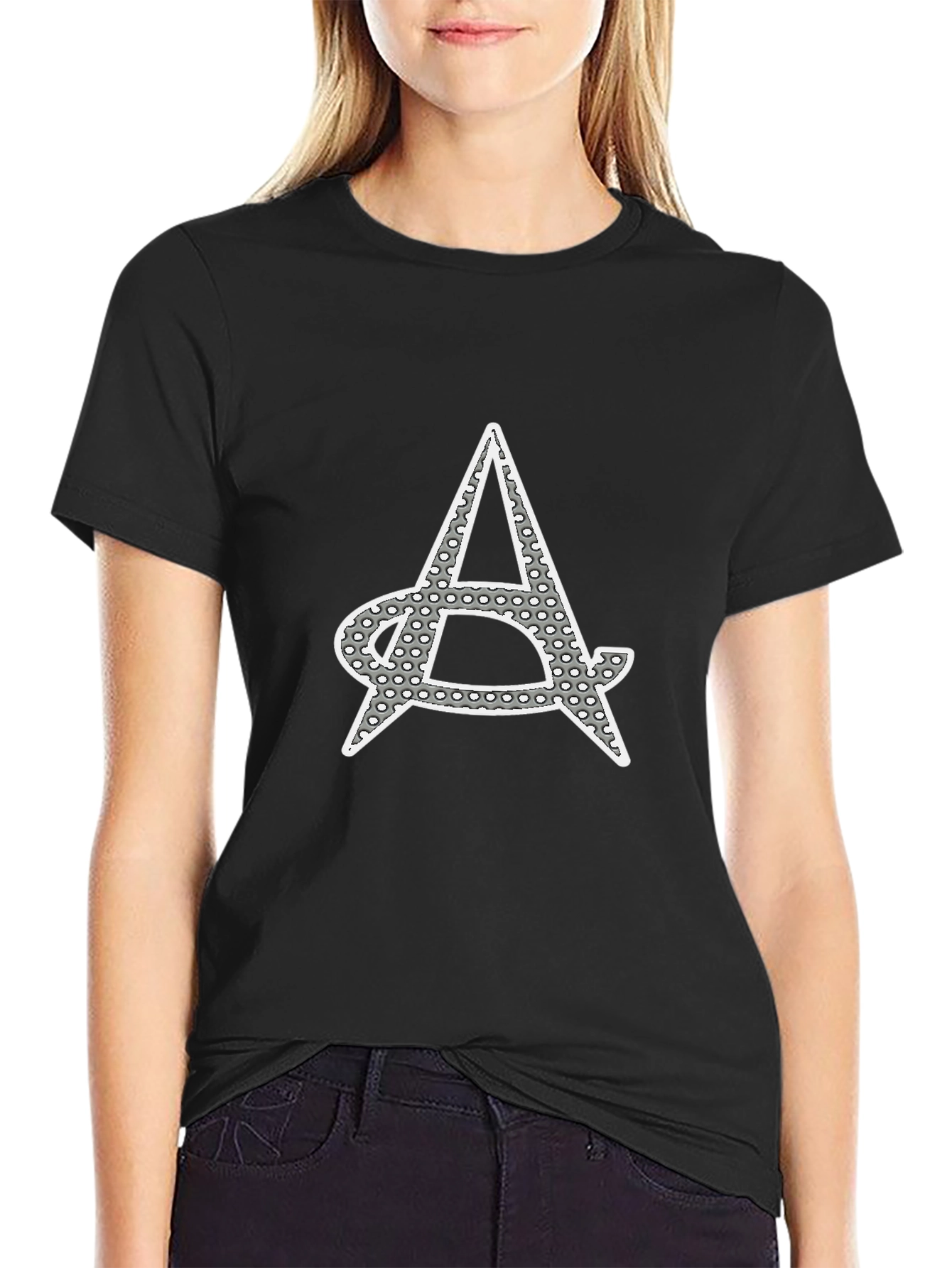 Mens Black Tee with Graphic A Print
