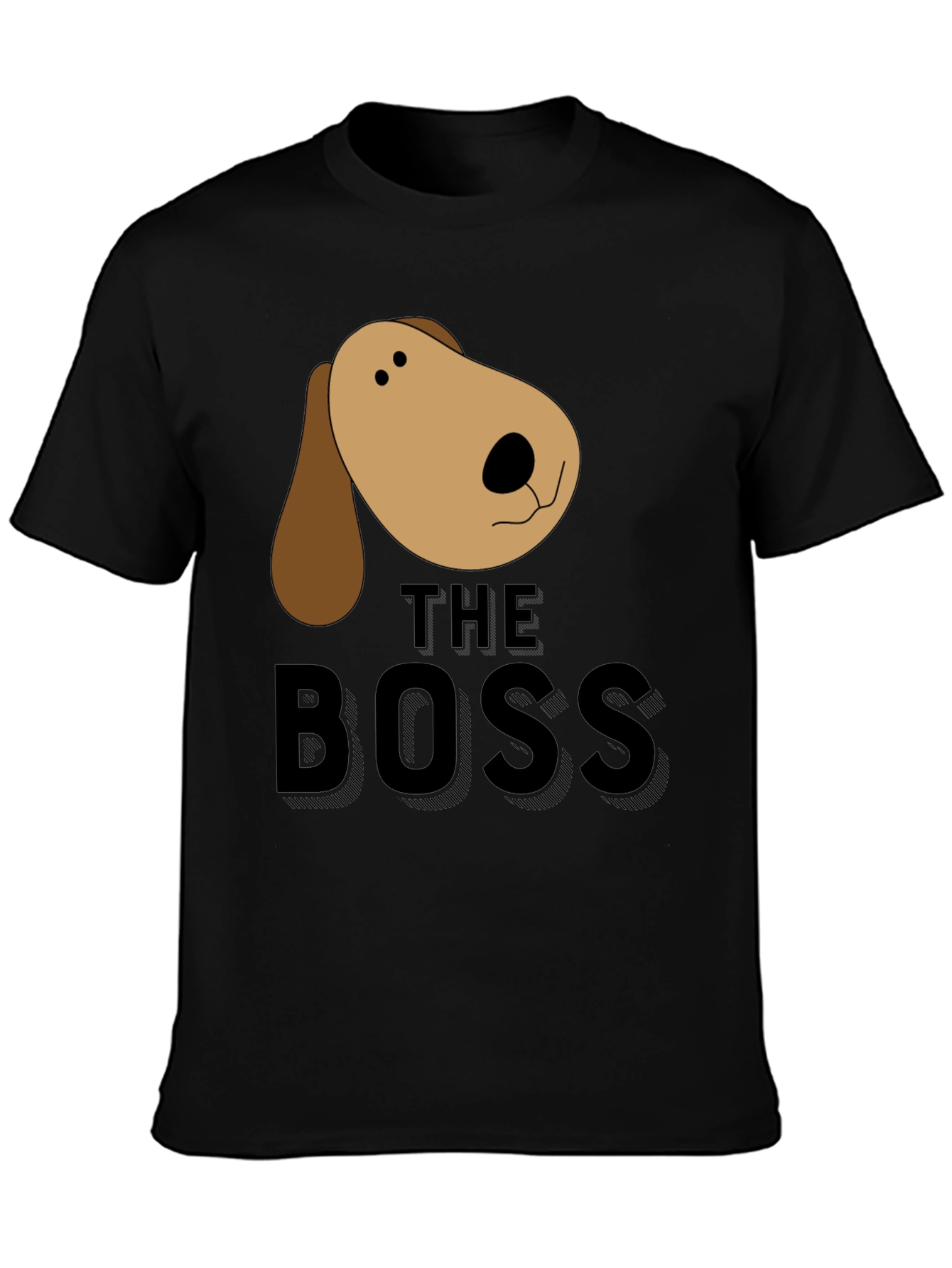 Dog Boss Graphic T-Shirt - Black Crew Neck Tee