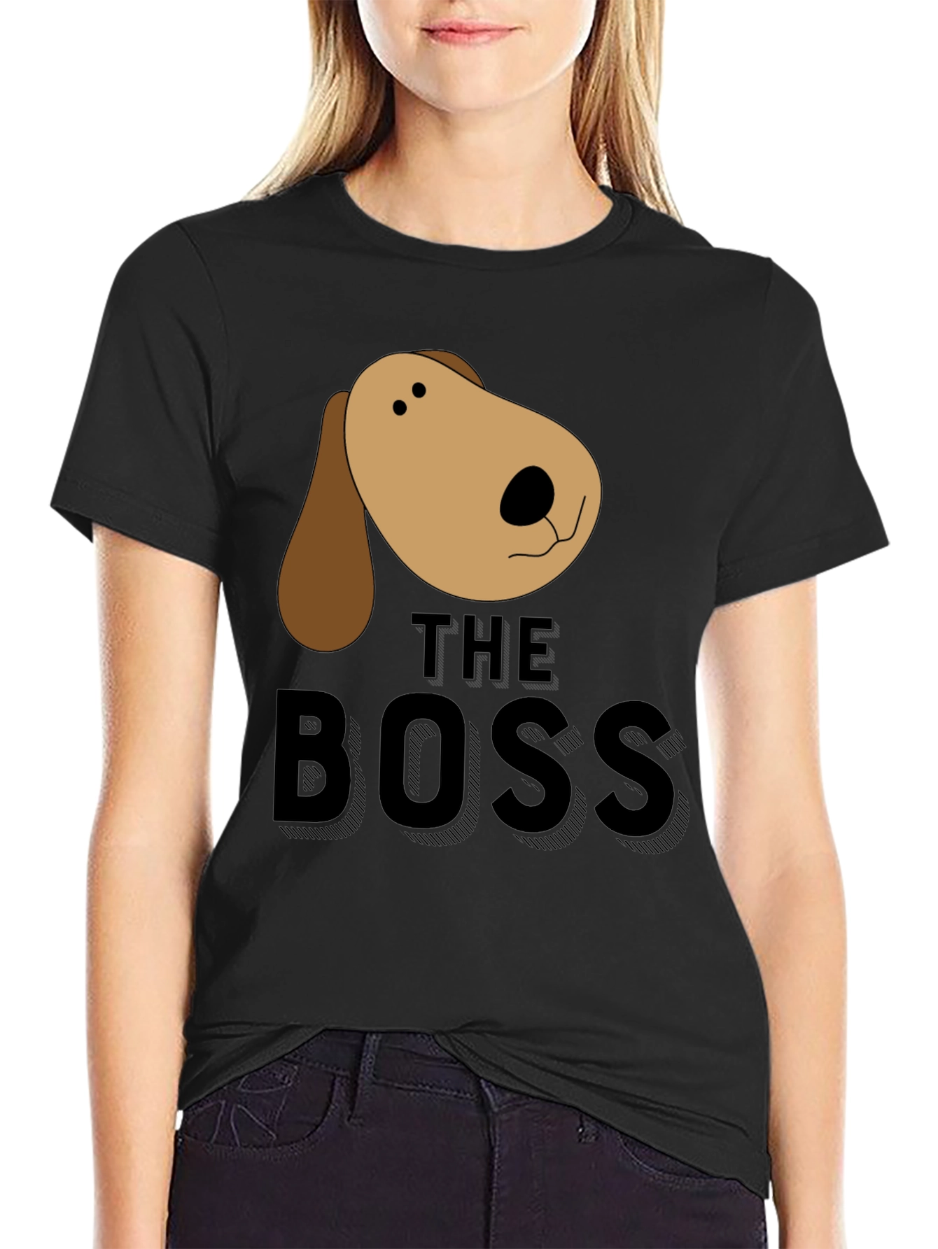 Dog Boss Graphic T-Shirt - Black Crew Neck Tee