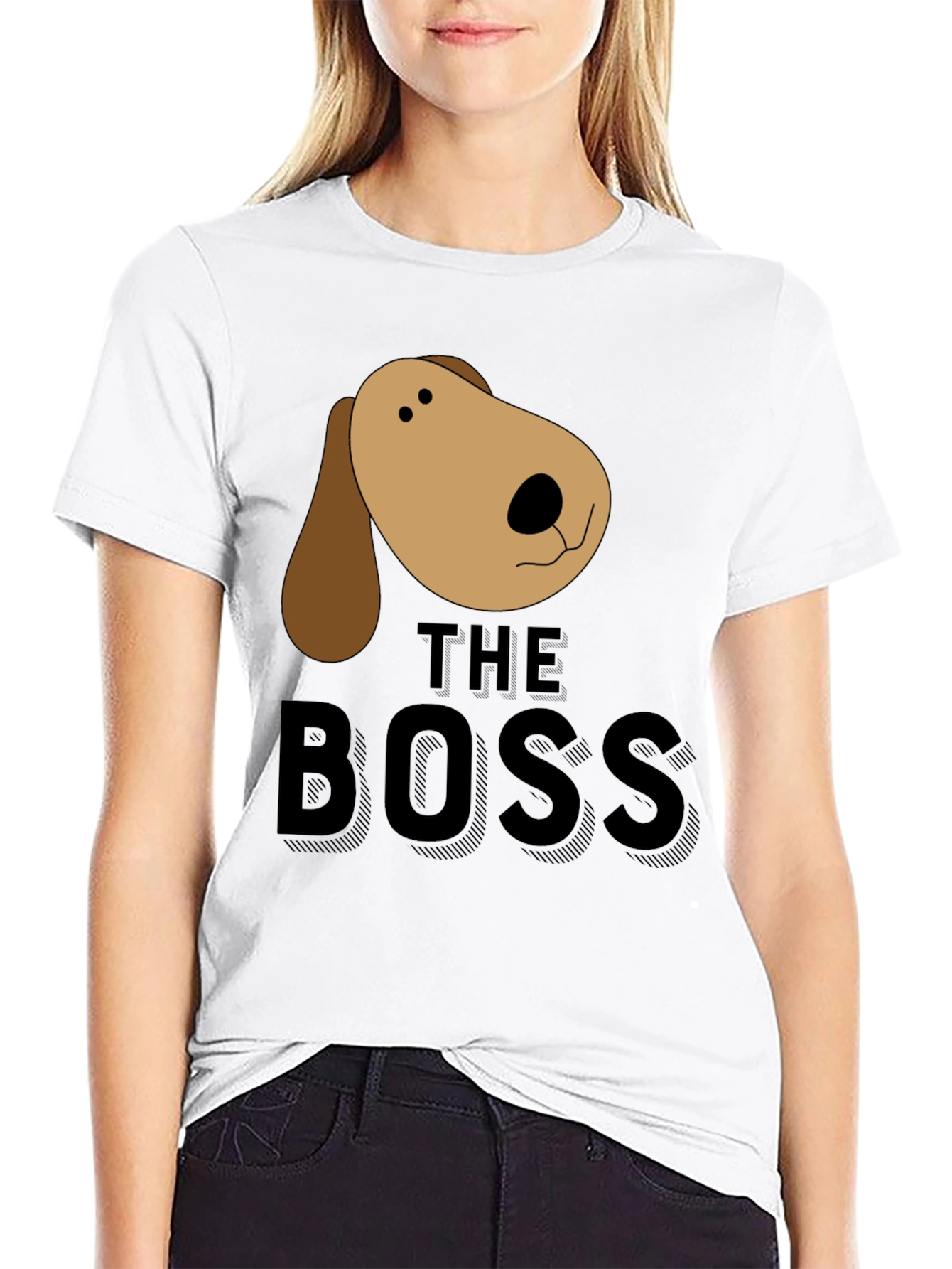 Dog Boss Graphic T-Shirt - Black Crew Neck Tee