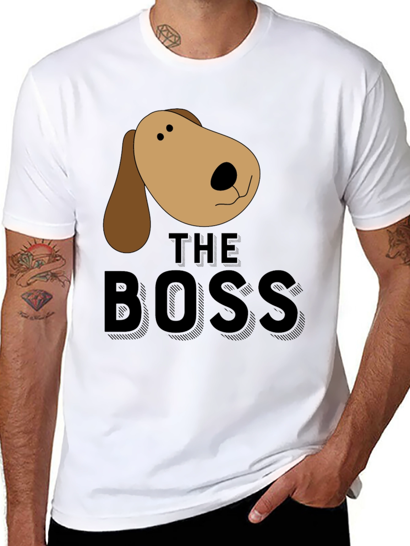 Dog Boss Graphic T-Shirt - Black Crew Neck Tee