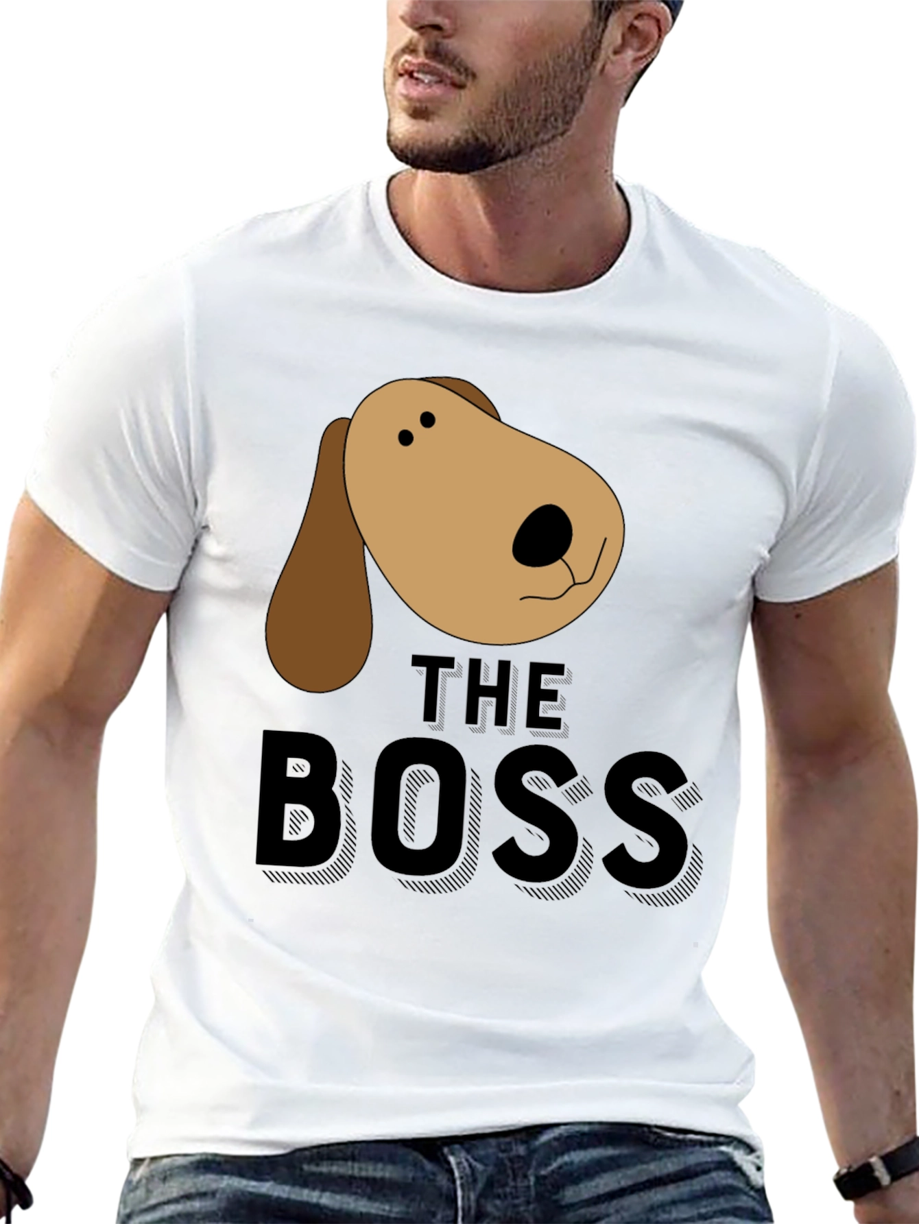 Dog Boss Graphic T-Shirt - Black Crew Neck Tee
