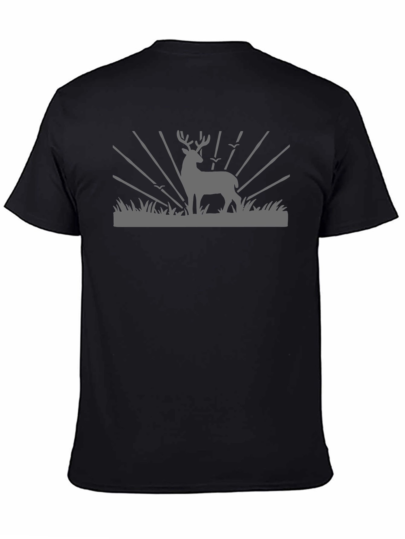 Deer Graphic Black T-Shirt - Nature Inspired Tee