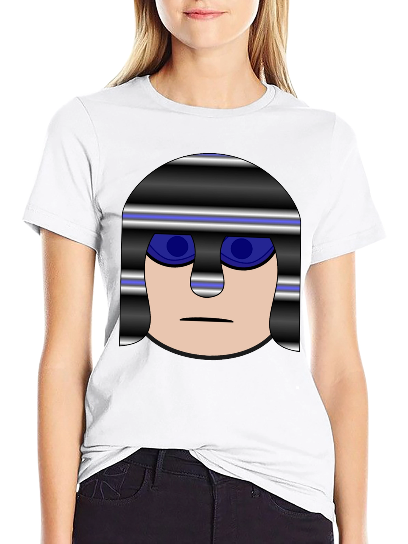 Mens Black T-Shirt with Cartoon Prisoner Graphic