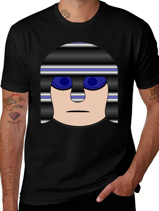 Mens Black T-Shirt with Cartoon Prisoner Graphic