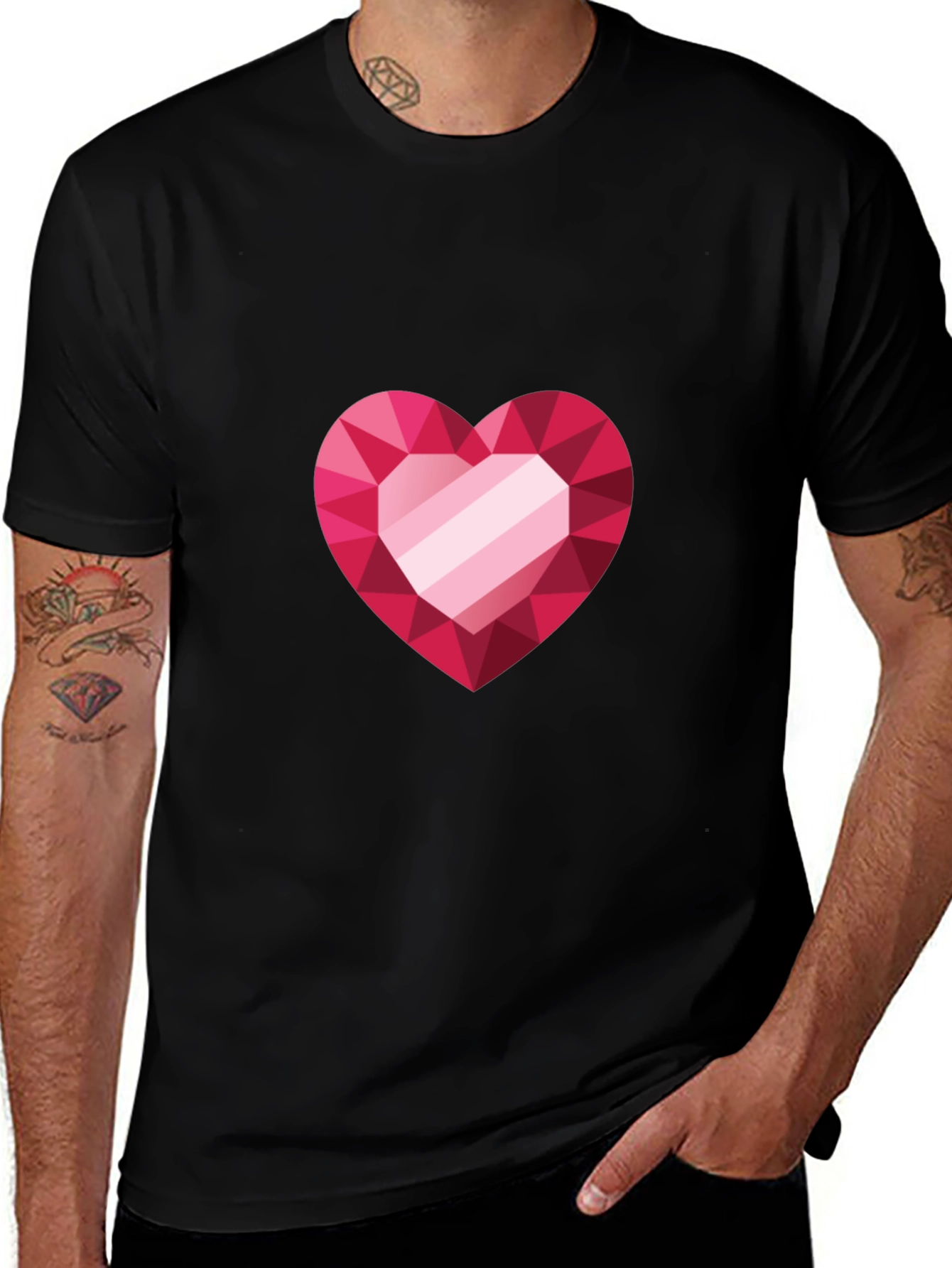 Heart Gem Graphic Black Tee