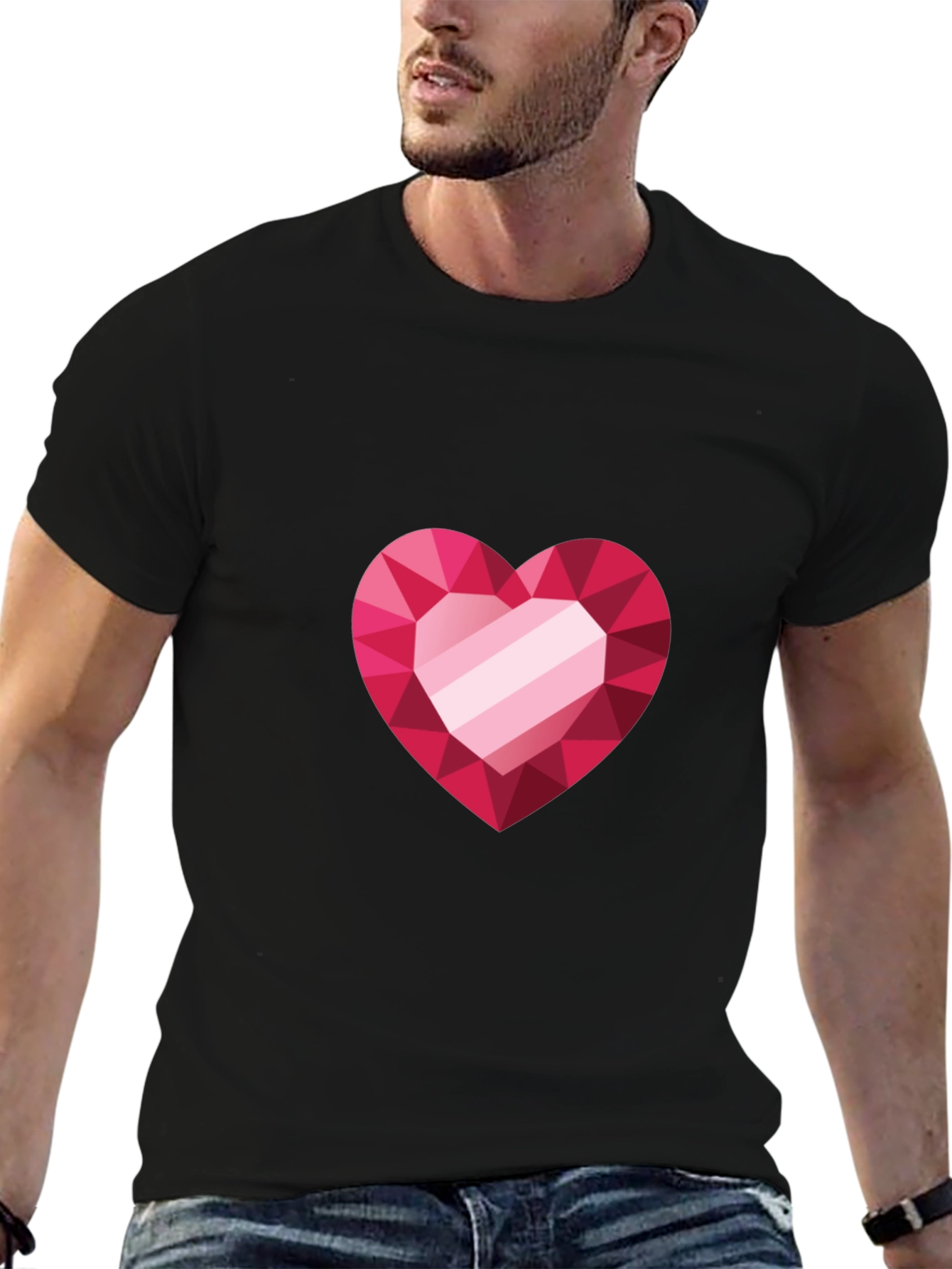 Heart Gem Graphic Black Tee