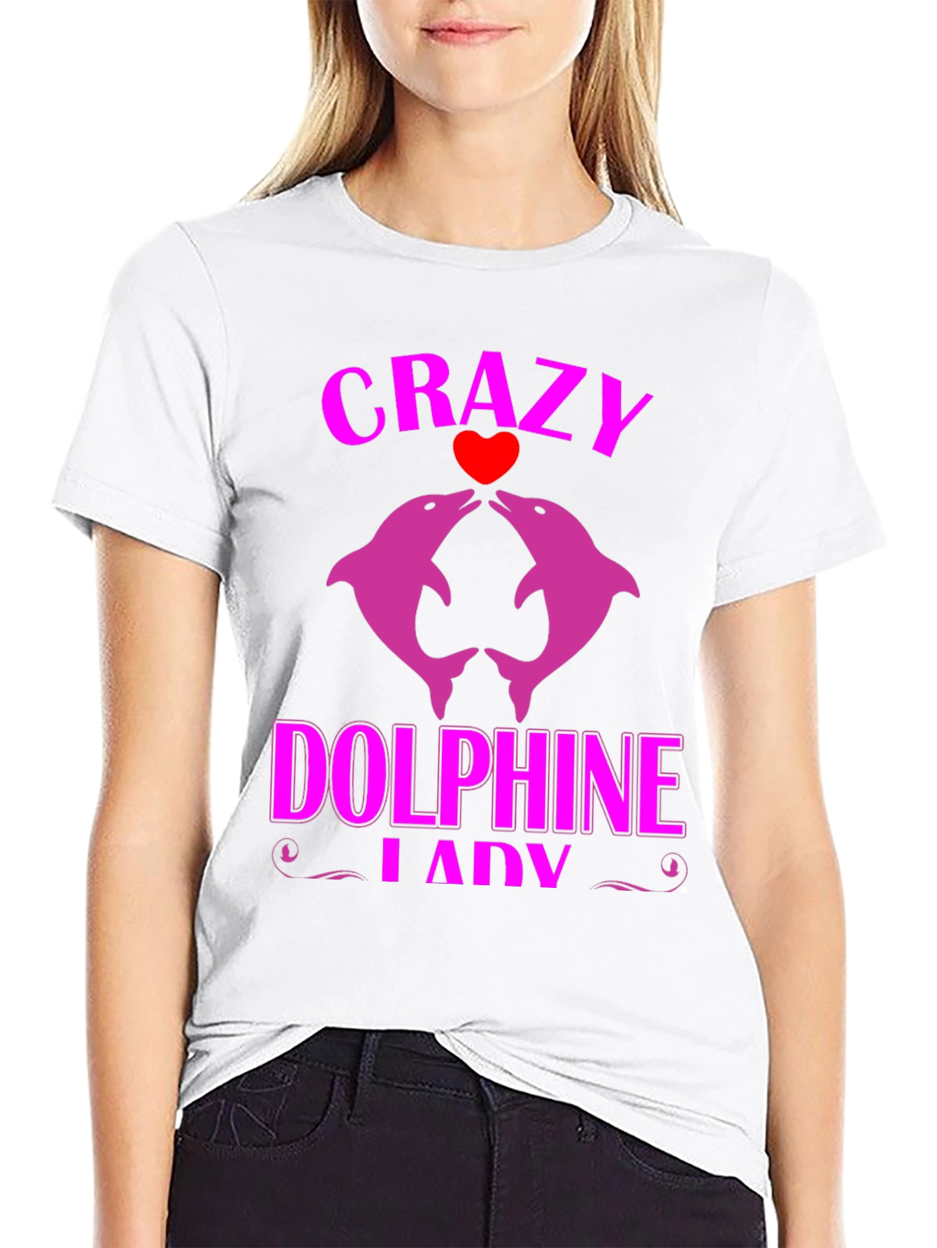 Crazy Dolphin Lady Graphic Tee