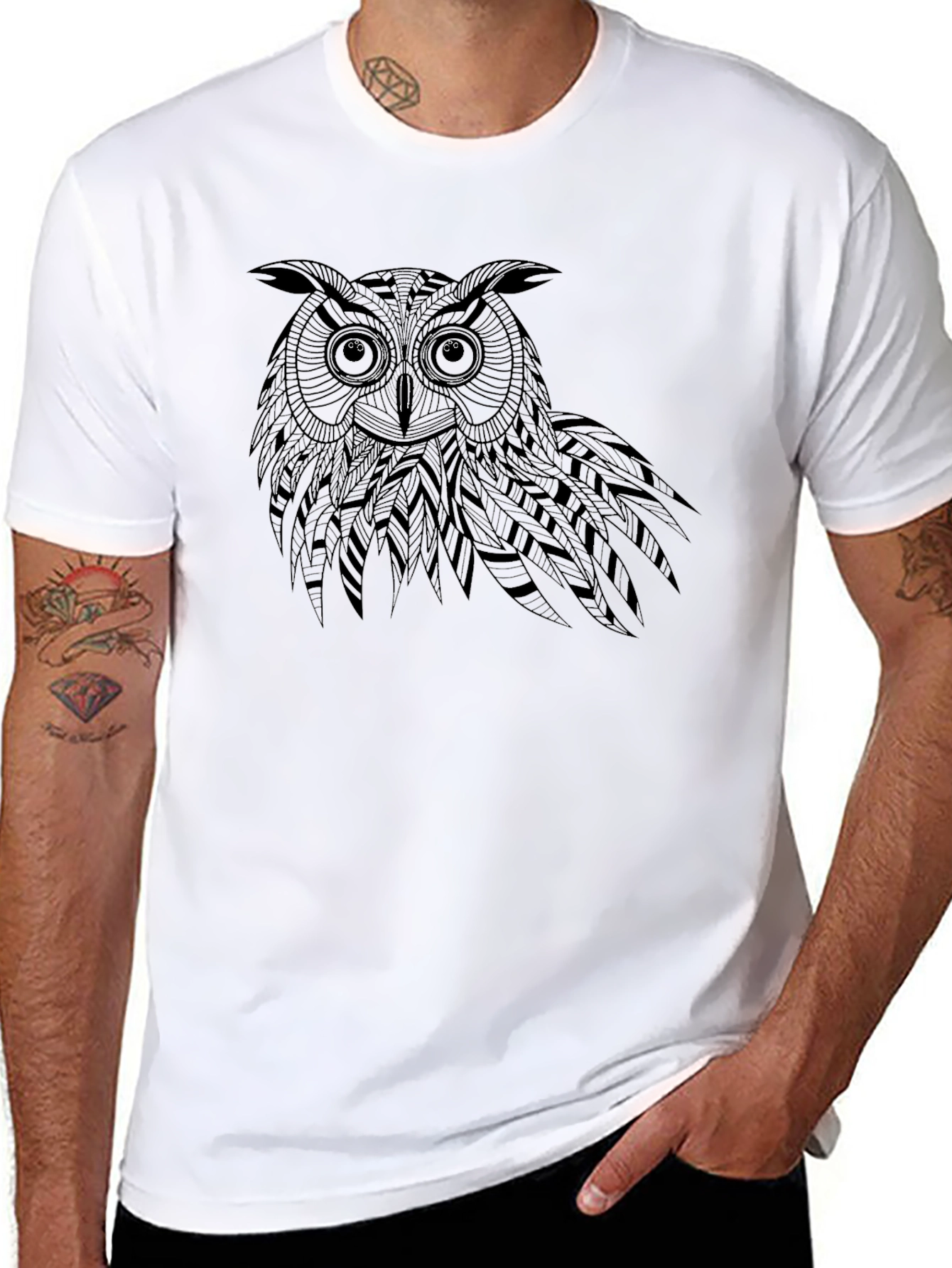 Black Owl Graphic Tee - Unique Design