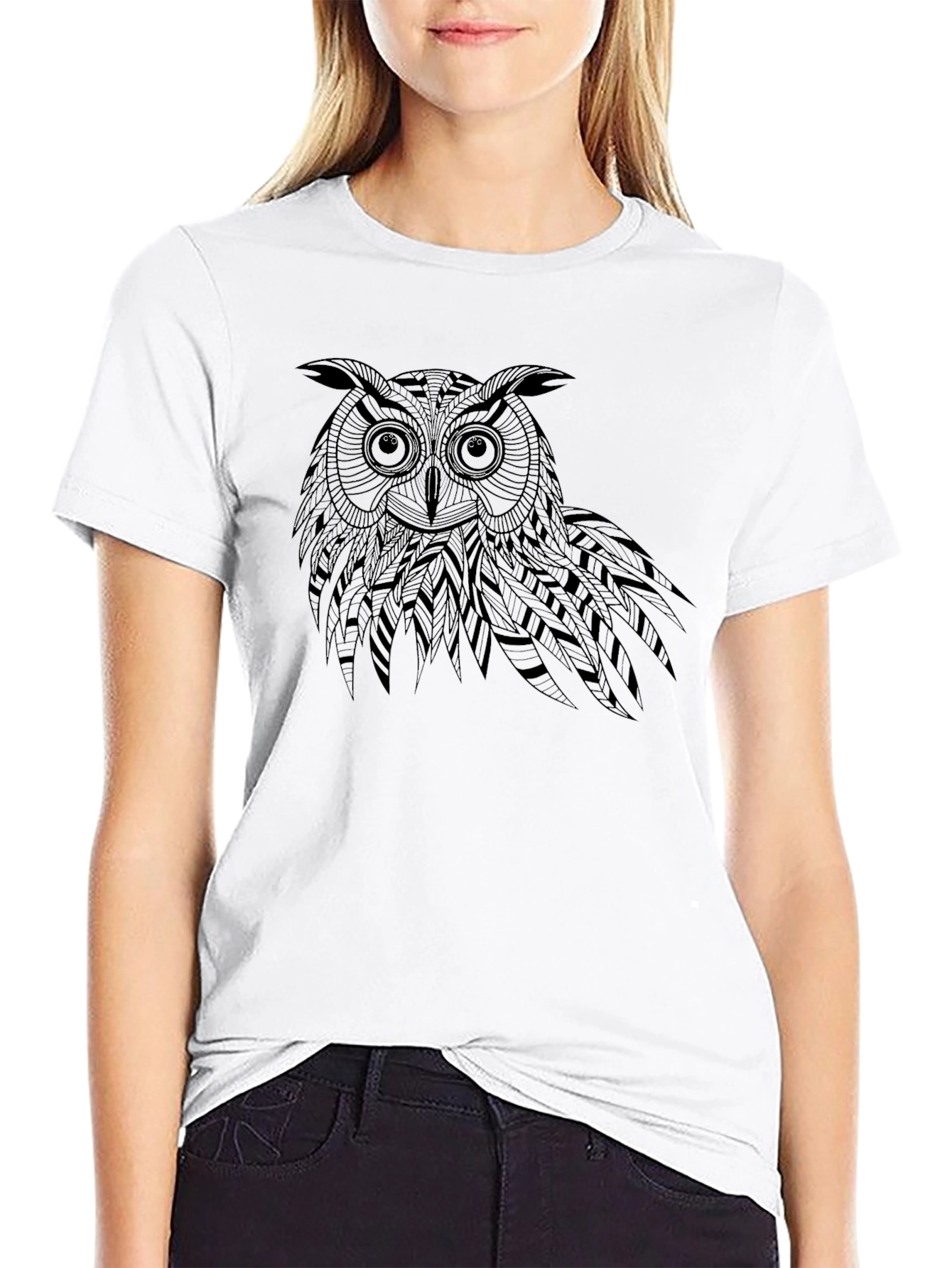 Black Owl Graphic Tee - Unique Design