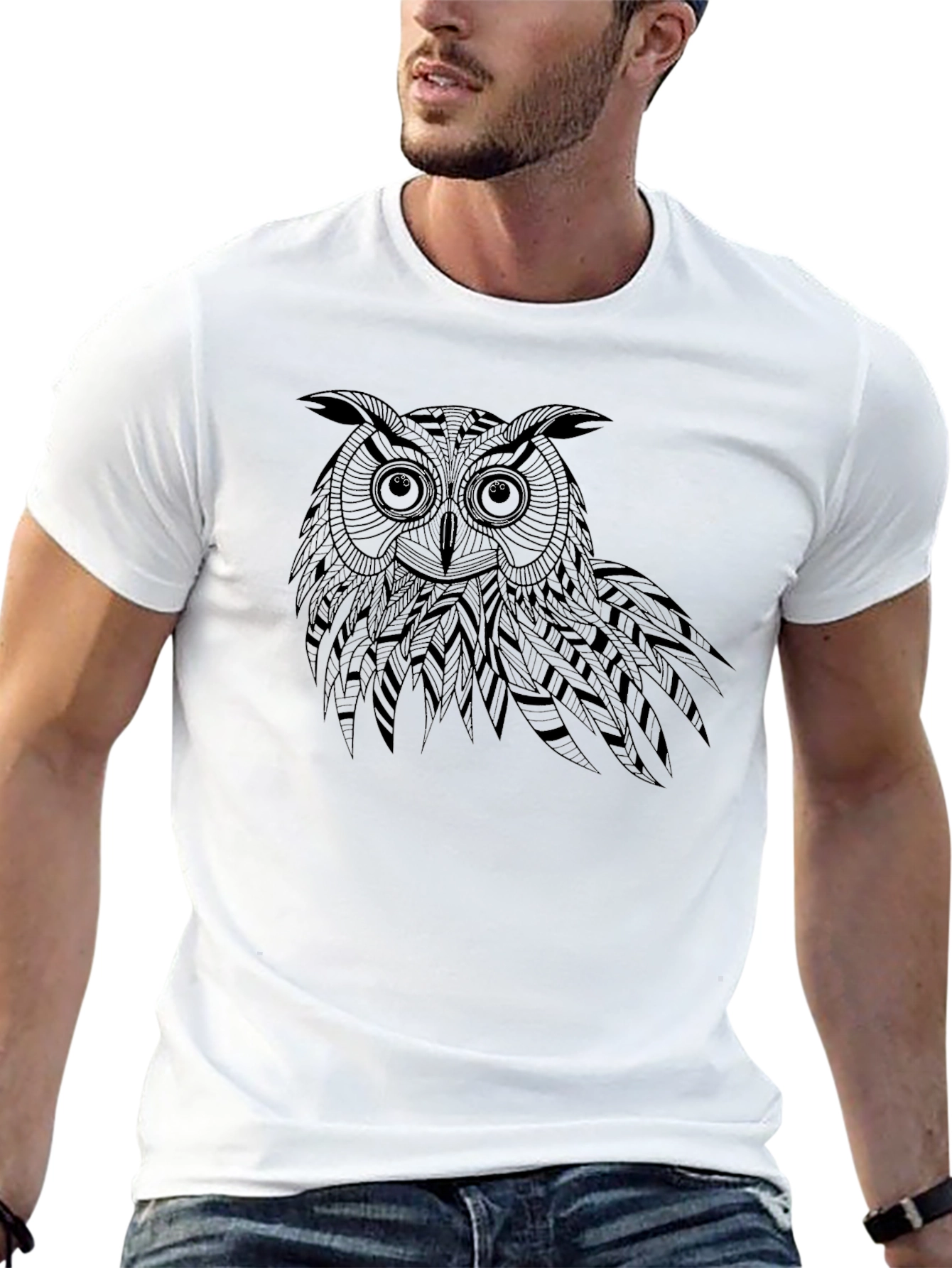 Black Owl Graphic Tee - Unique Design