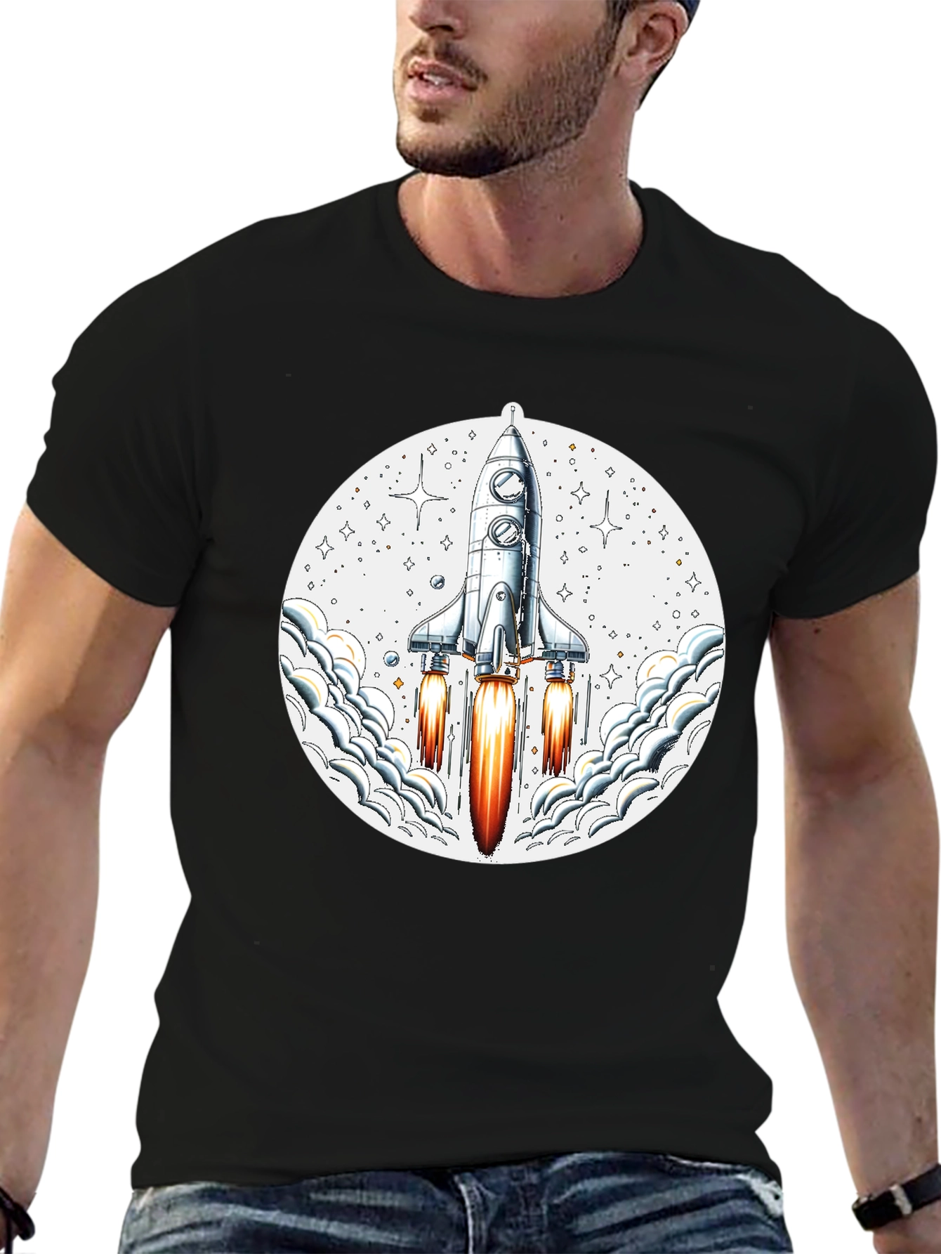Rocket Launch Graphic Tee - Mens Black T-Shirt
