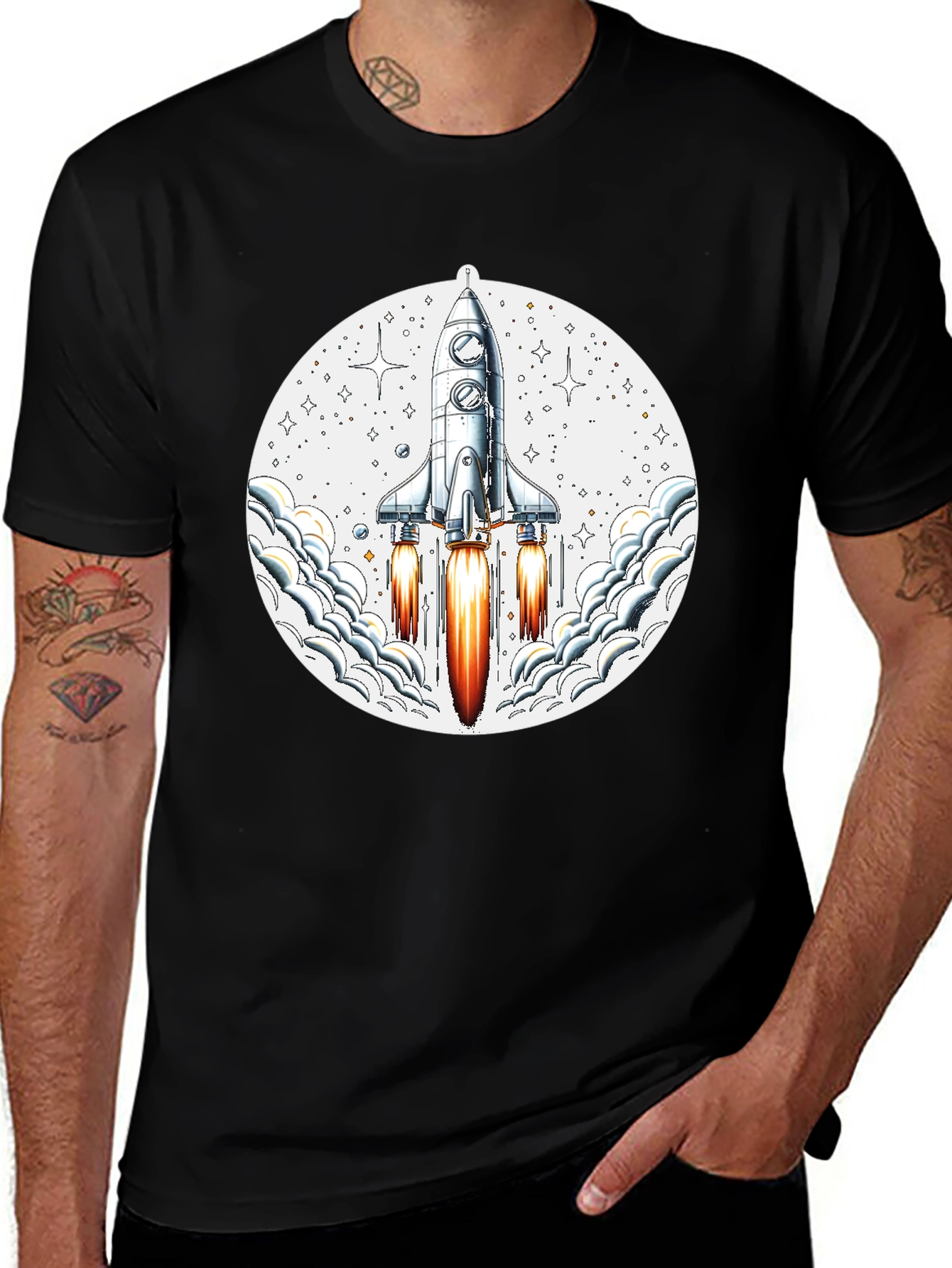 Rocket Launch Graphic Tee - Mens Black T-Shirt