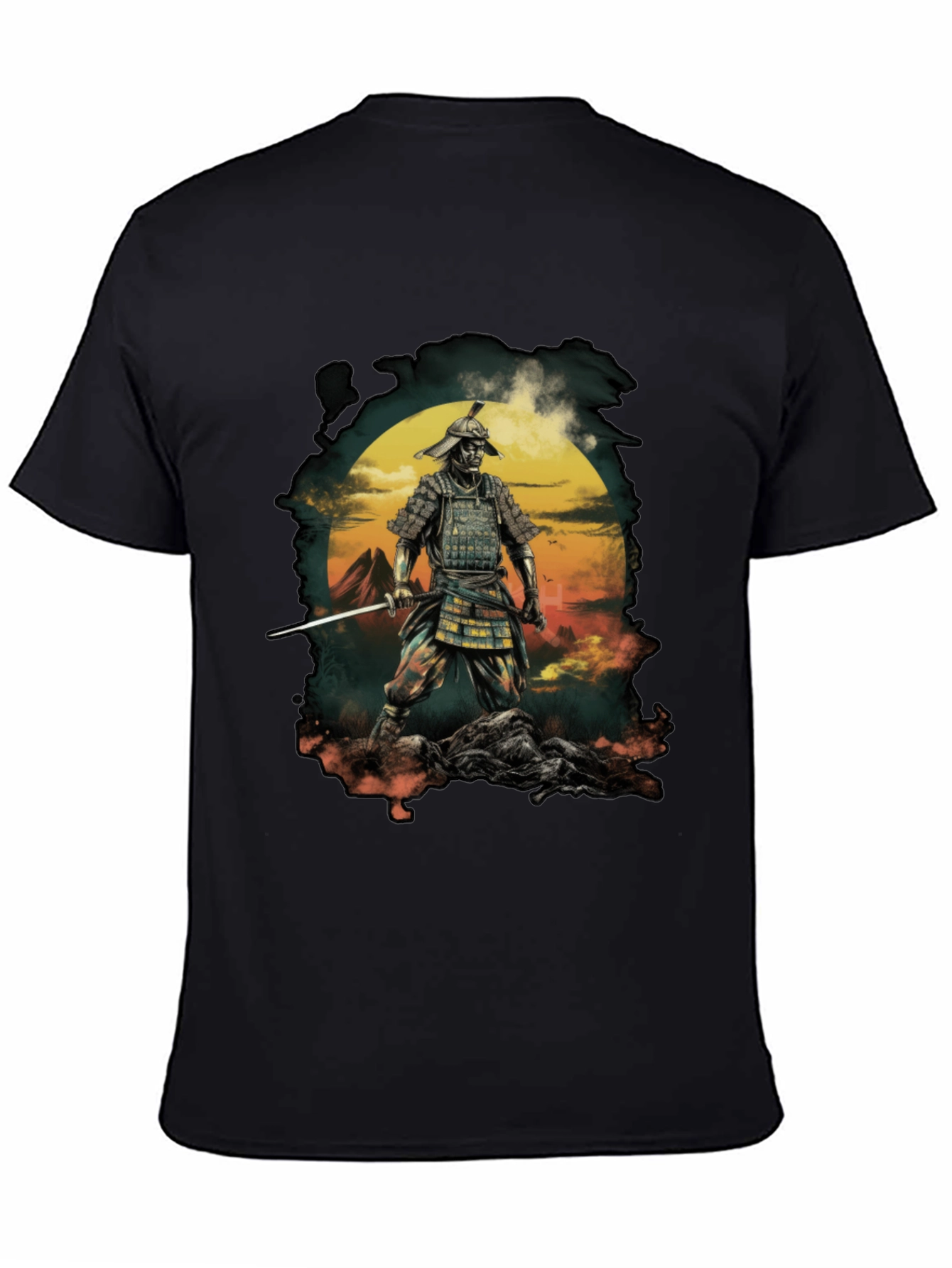 Samurai Warrior Graphic Tee - Mens Black T-Shirt