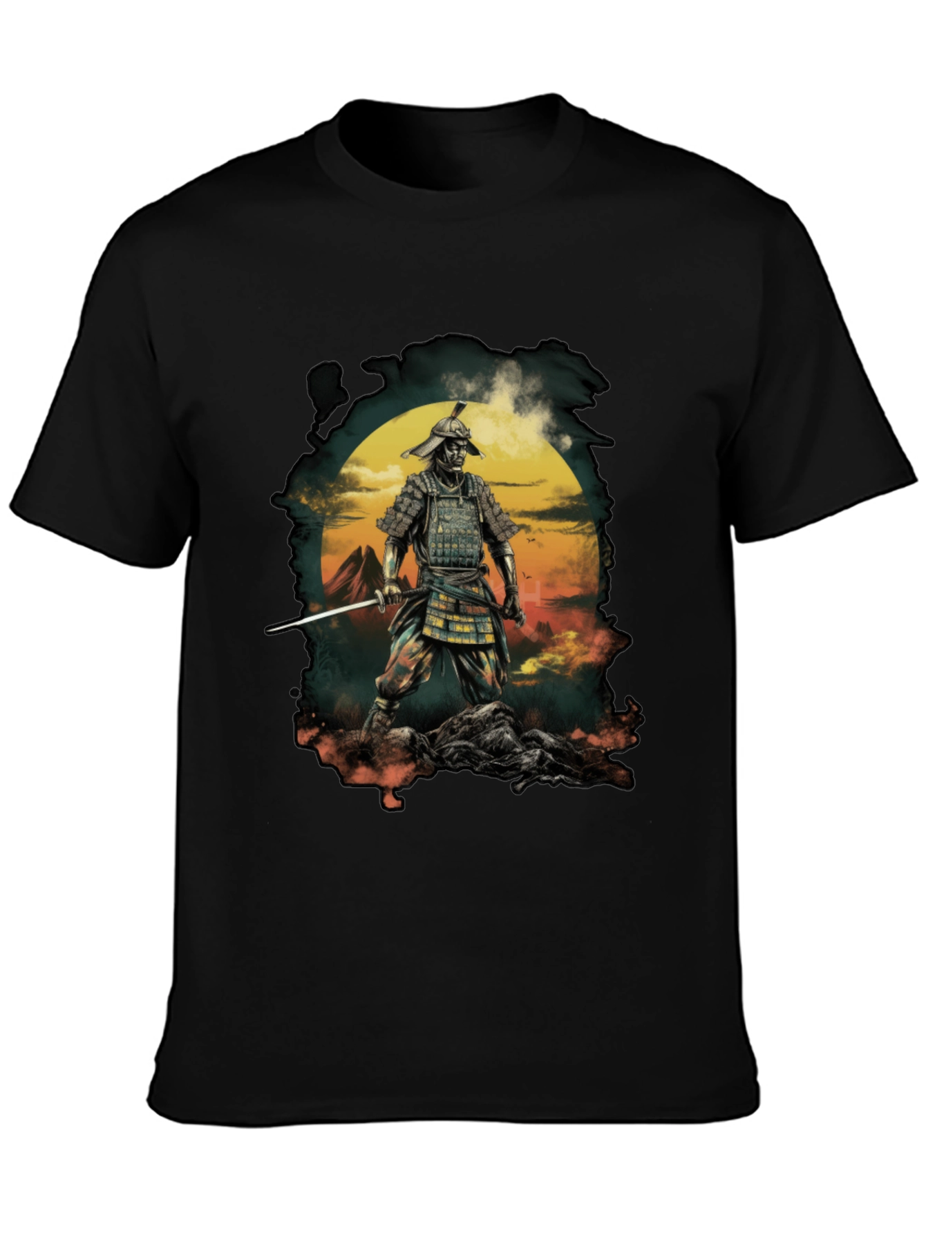 Samurai Warrior Graphic Tee - Mens Black T-Shirt