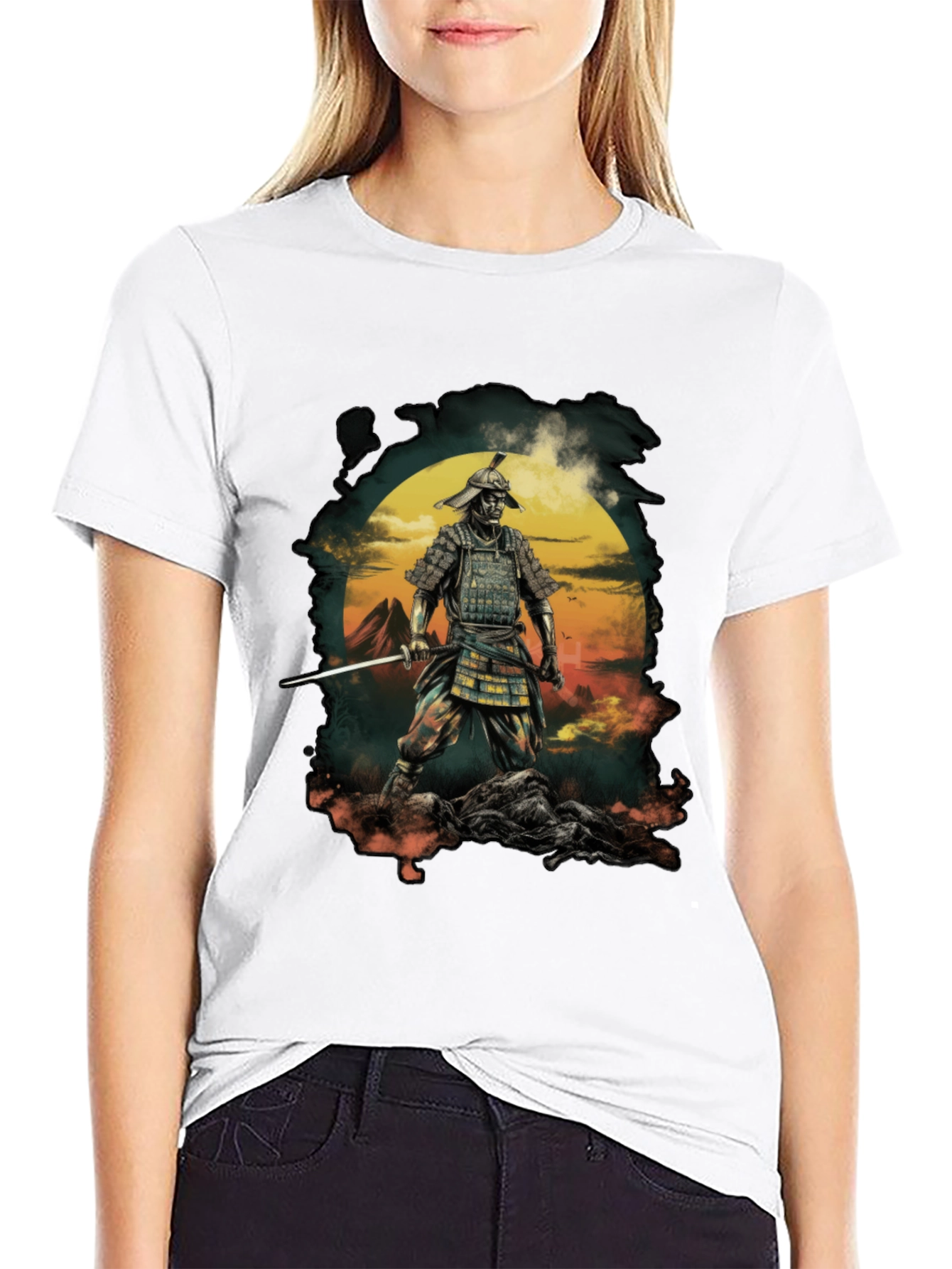Samurai Warrior Graphic Tee - Mens Black T-Shirt