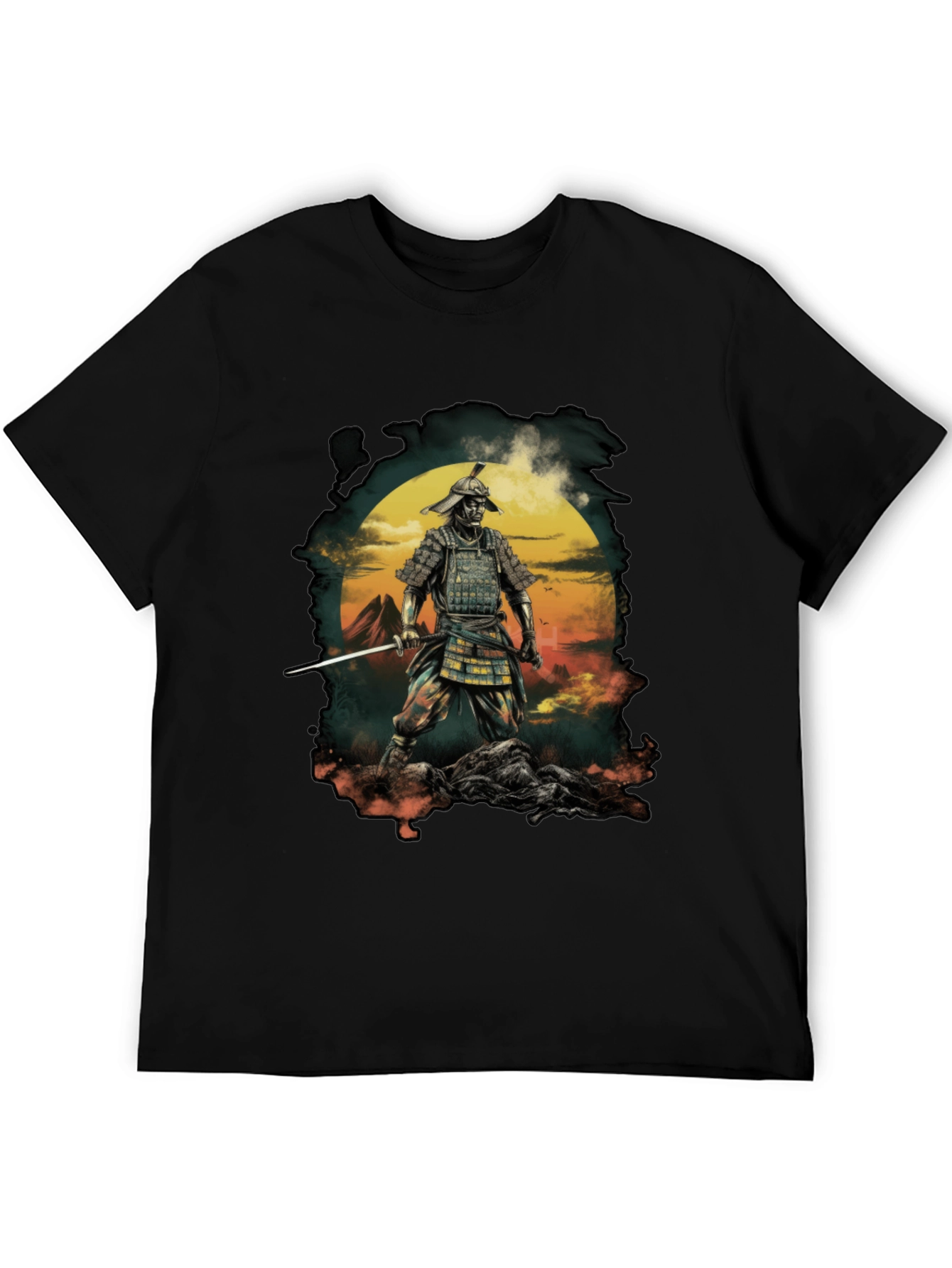 Samurai Warrior Graphic Tee - Mens Black T-Shirt