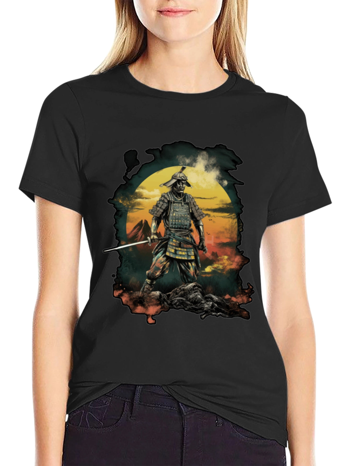 Samurai Warrior Graphic Tee - Mens Black T-Shirt