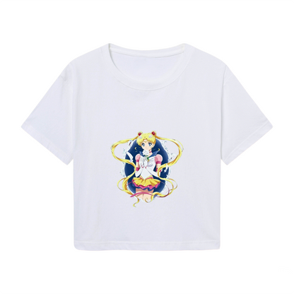 Iconic Sailor Moon Anime Retro Graphic Cropped T?Shirt