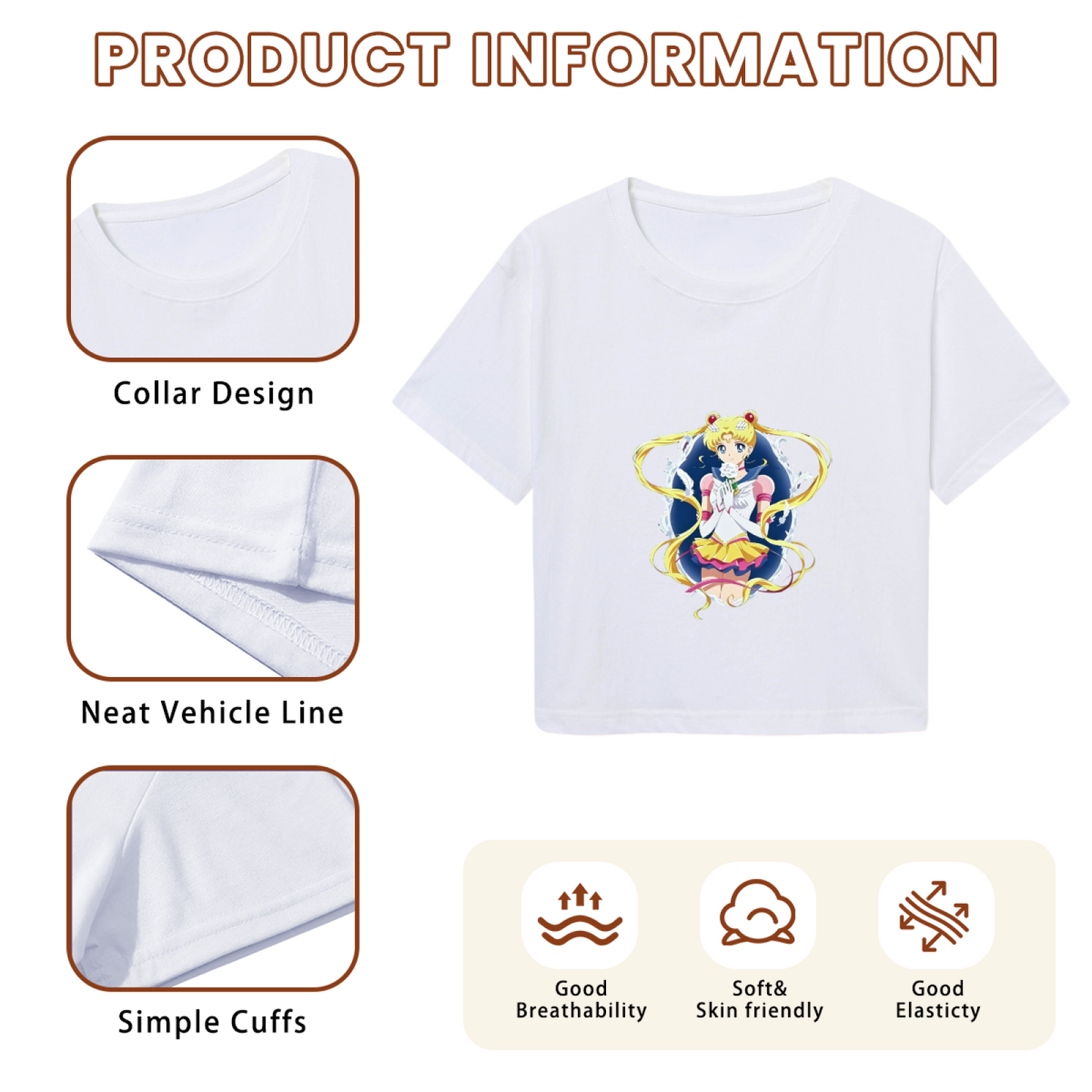 Iconic Sailor Moon Anime Retro Graphic Cropped T?Shirt