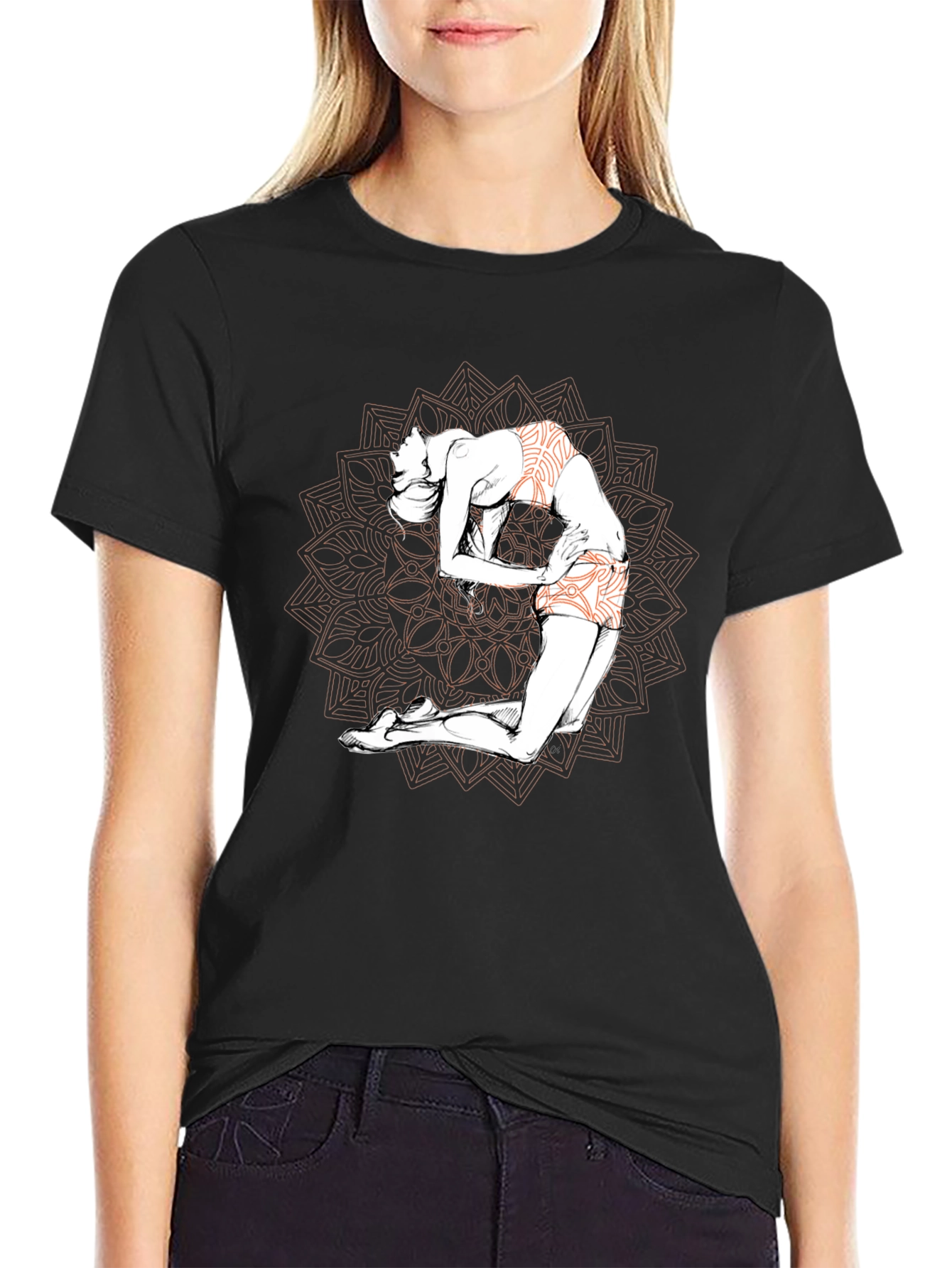 Yoga Mandala Graphic T-Shirt - Black