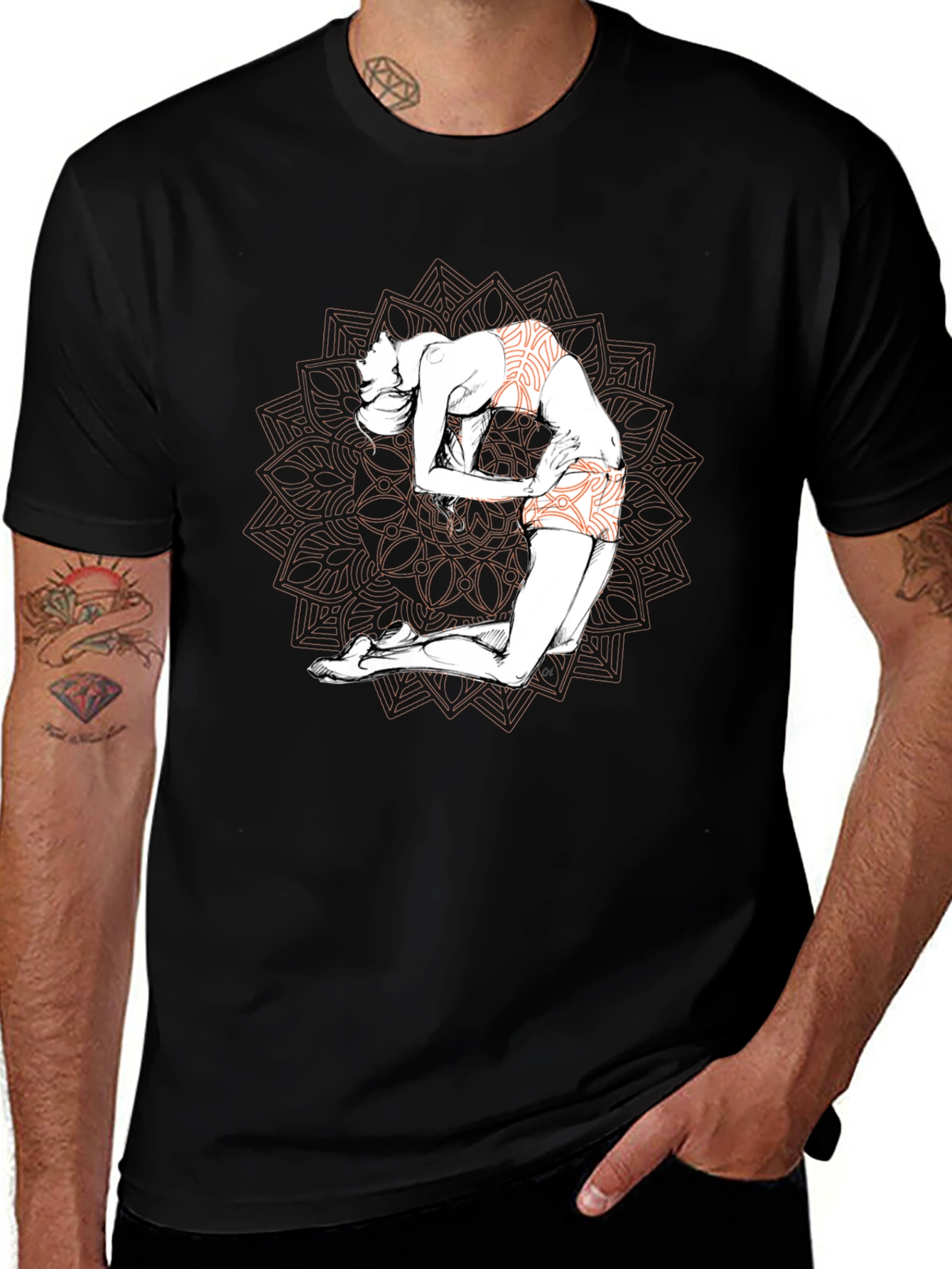 Yoga Mandala Graphic T-Shirt - Black
