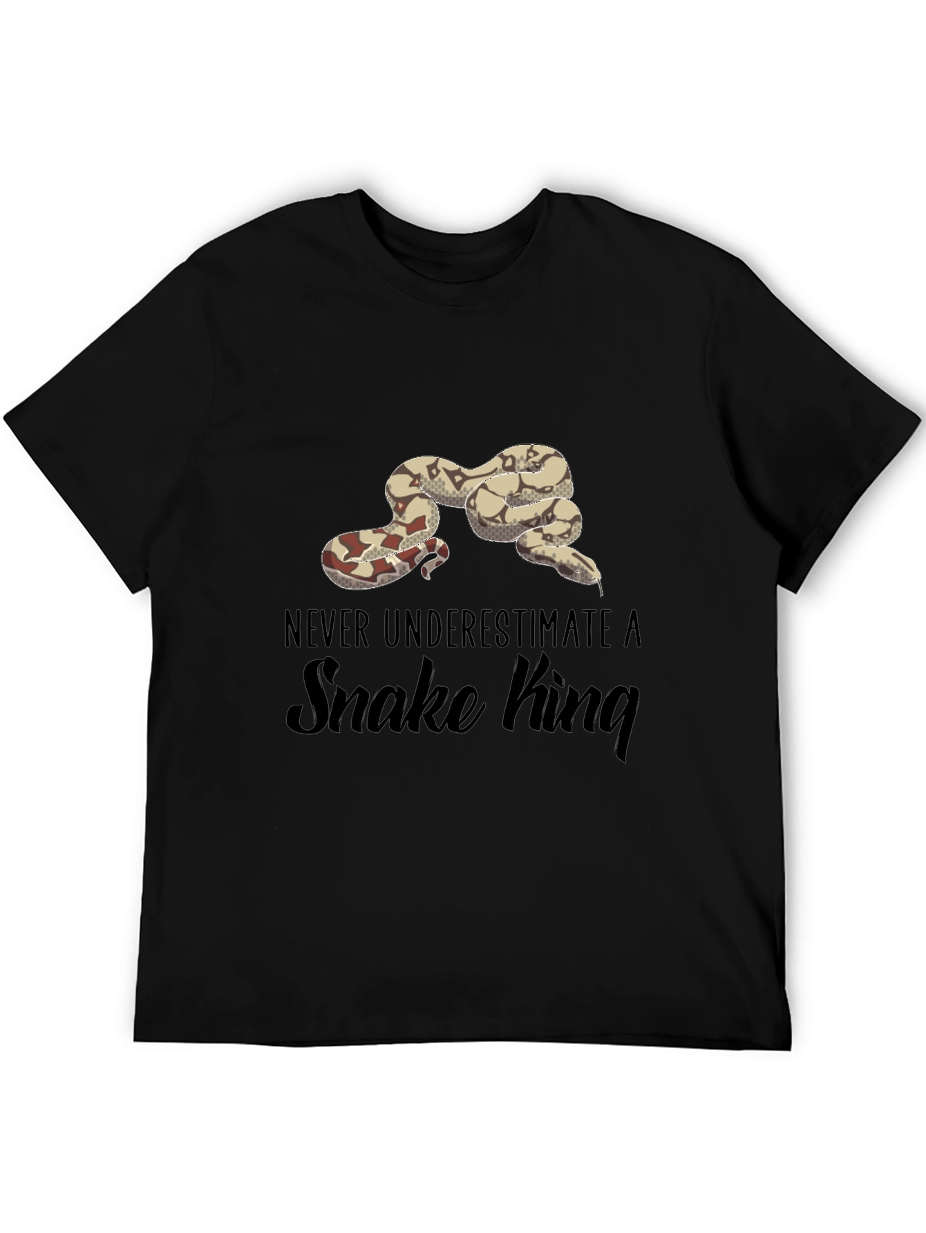 Never Underestimate A Snake King Black T-Shirt
