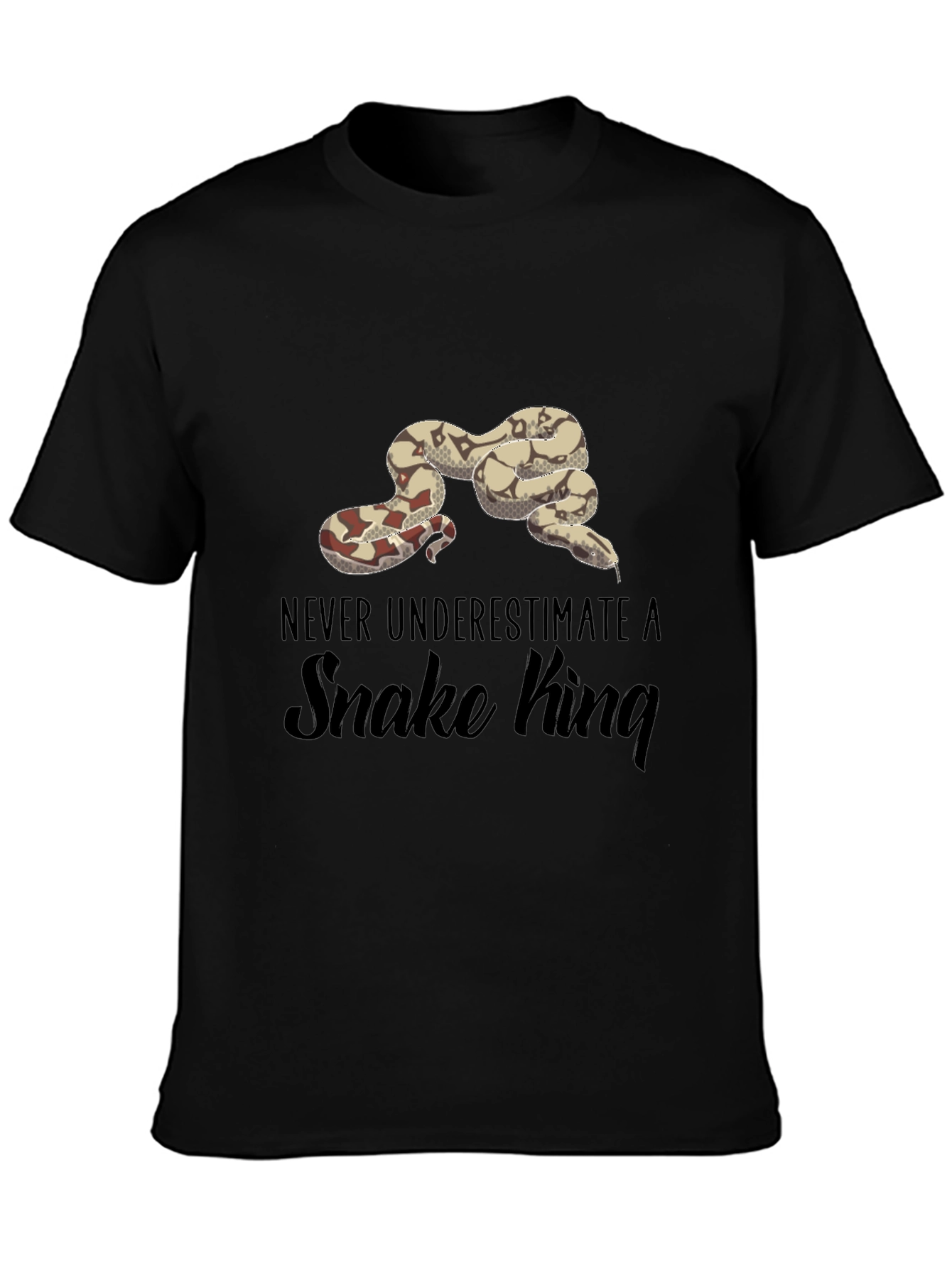 Never Underestimate A Snake King Black T-Shirt
