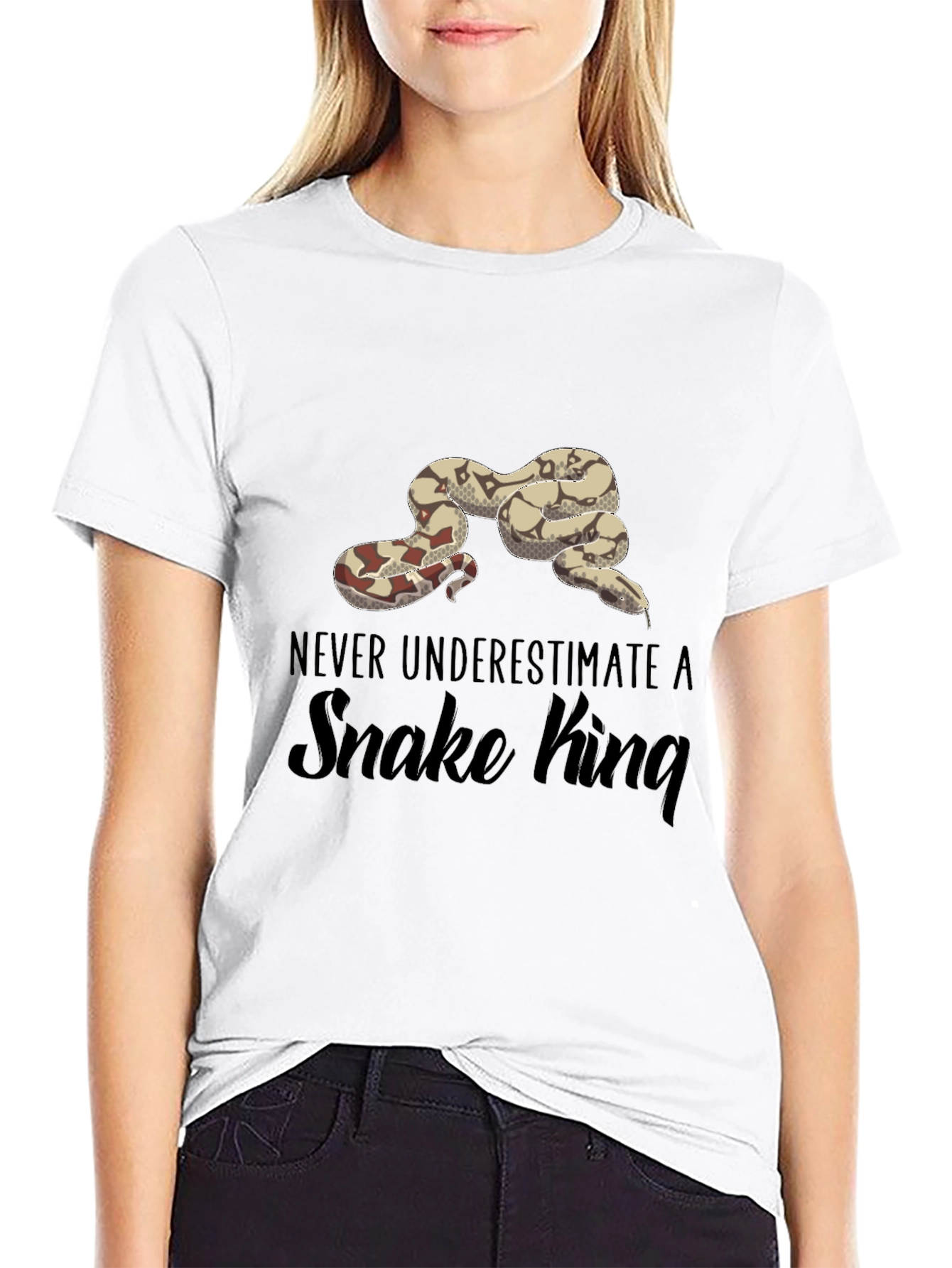 Never Underestimate A Snake King Black T-Shirt
