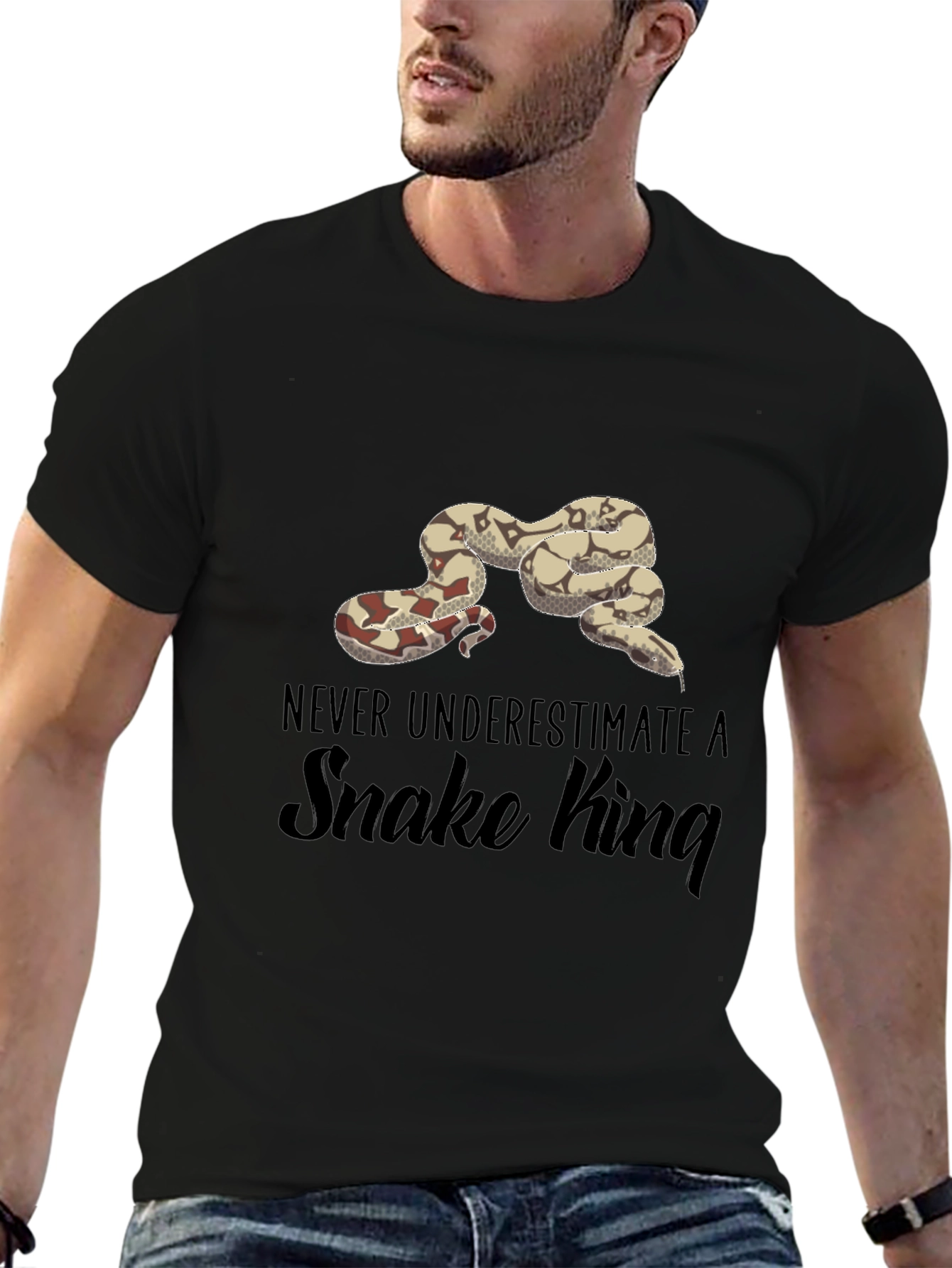 Never Underestimate A Snake King Black T-Shirt