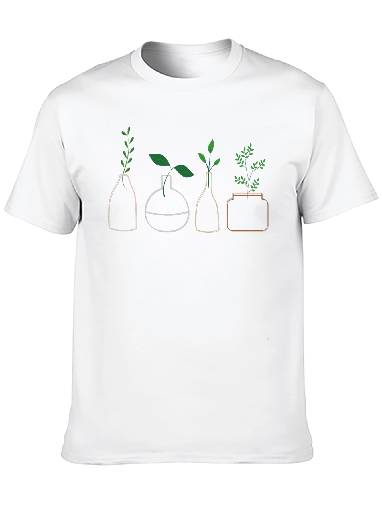 Botanical Vase Graphic Tee - Modern Plant Lover Shirt