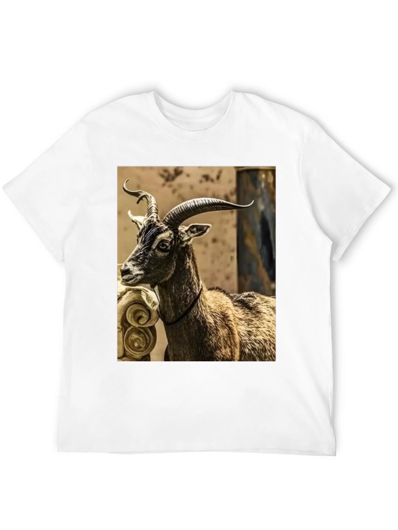 Majestic Goat Graphic Tee - Stylish Animal Print Shirt