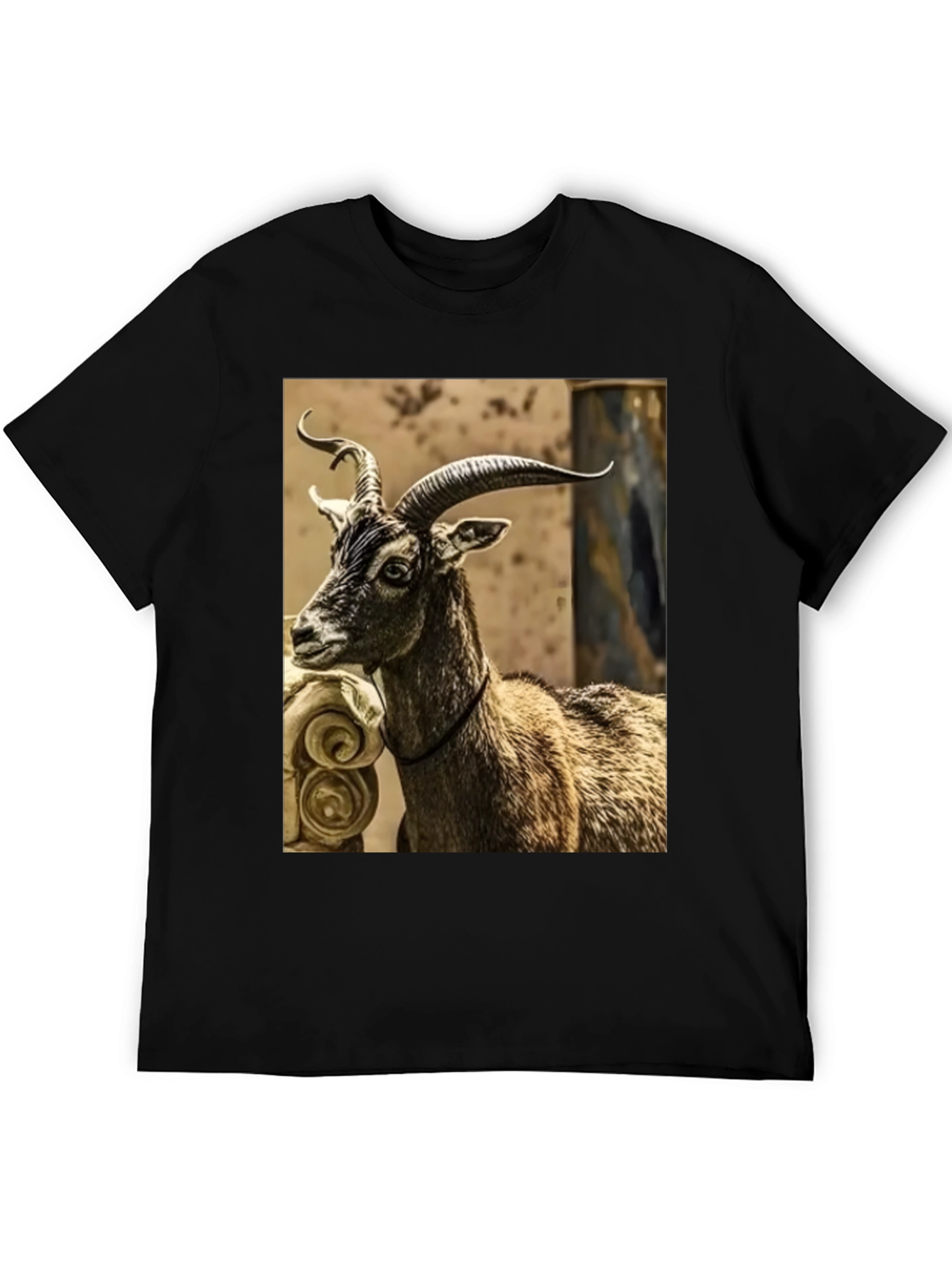 Majestic Goat Graphic Tee - Stylish Animal Print Shirt