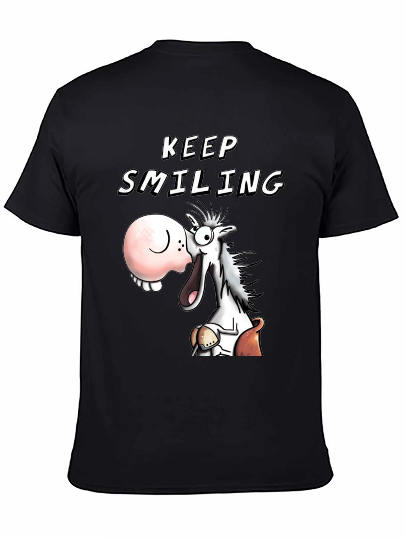 Keep Smiling T-Shirt Funny Horse Cartoon Tee