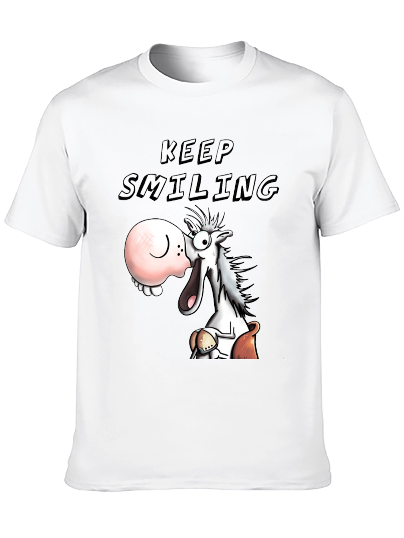 Keep Smiling T-Shirt Funny Horse Cartoon Tee