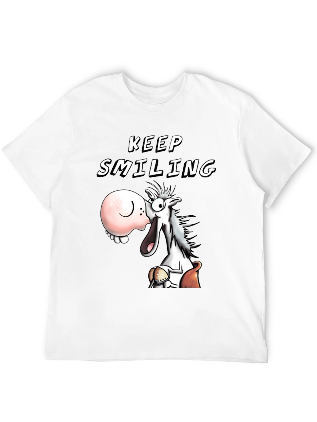 Keep Smiling T-Shirt Funny Horse Cartoon Tee