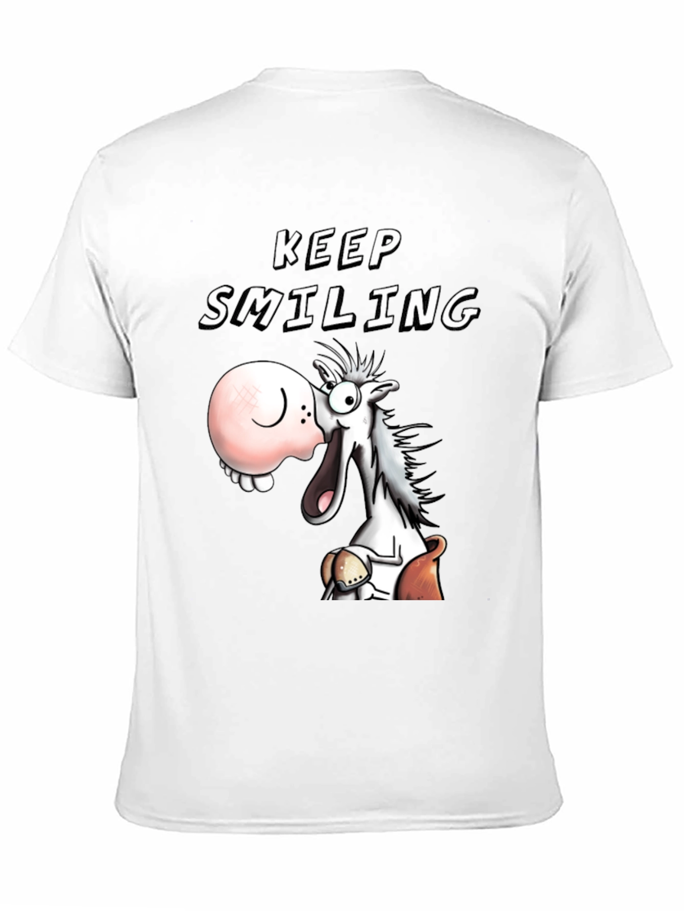 Keep Smiling T-Shirt Funny Horse Cartoon Tee