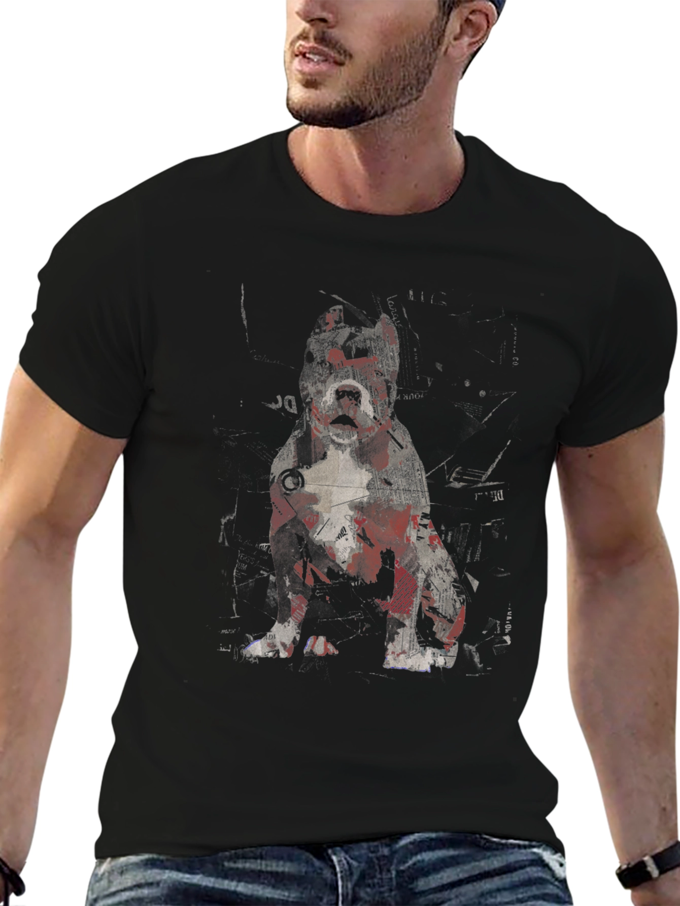 Dog Print T-Shirt - Black
