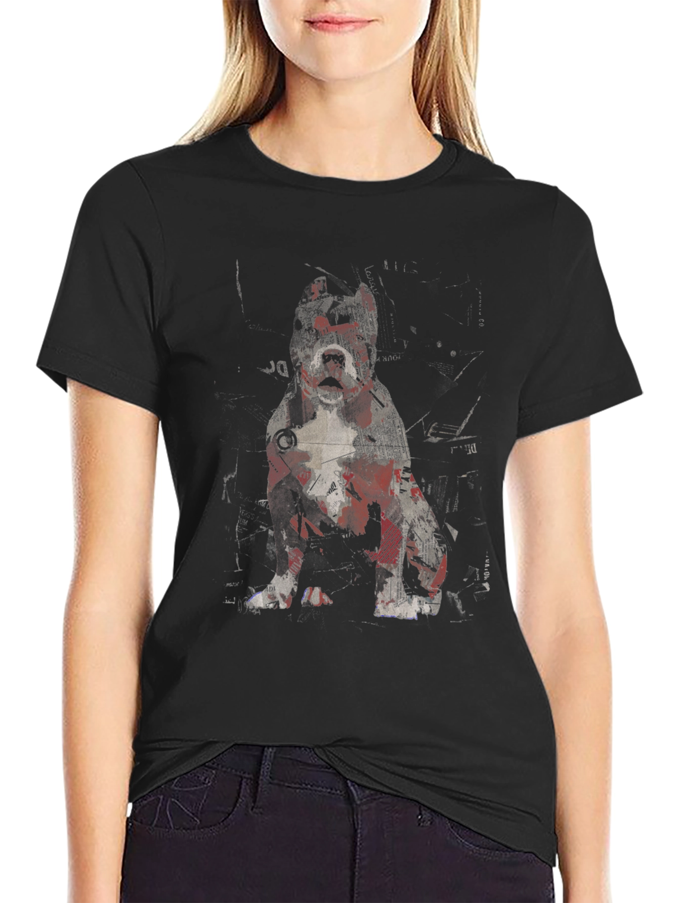 Dog Print T-Shirt - Black