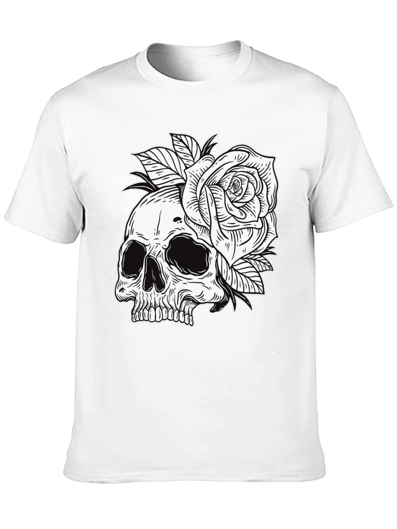 Skull & Rose Graphic Tee - Edgy Style